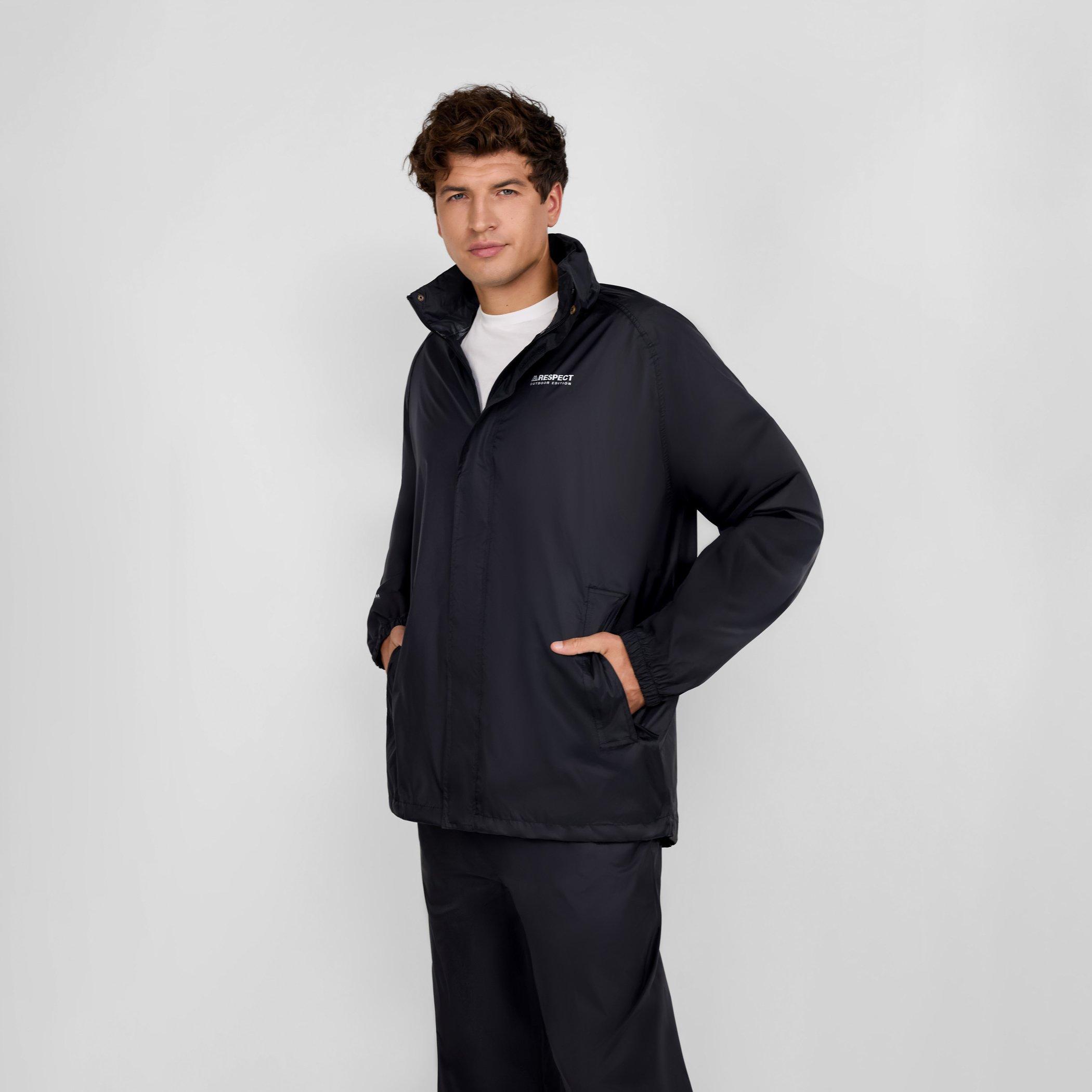 Black - Minoti - Men packaway waterproof jacket with zip front black XS 3XL - 2