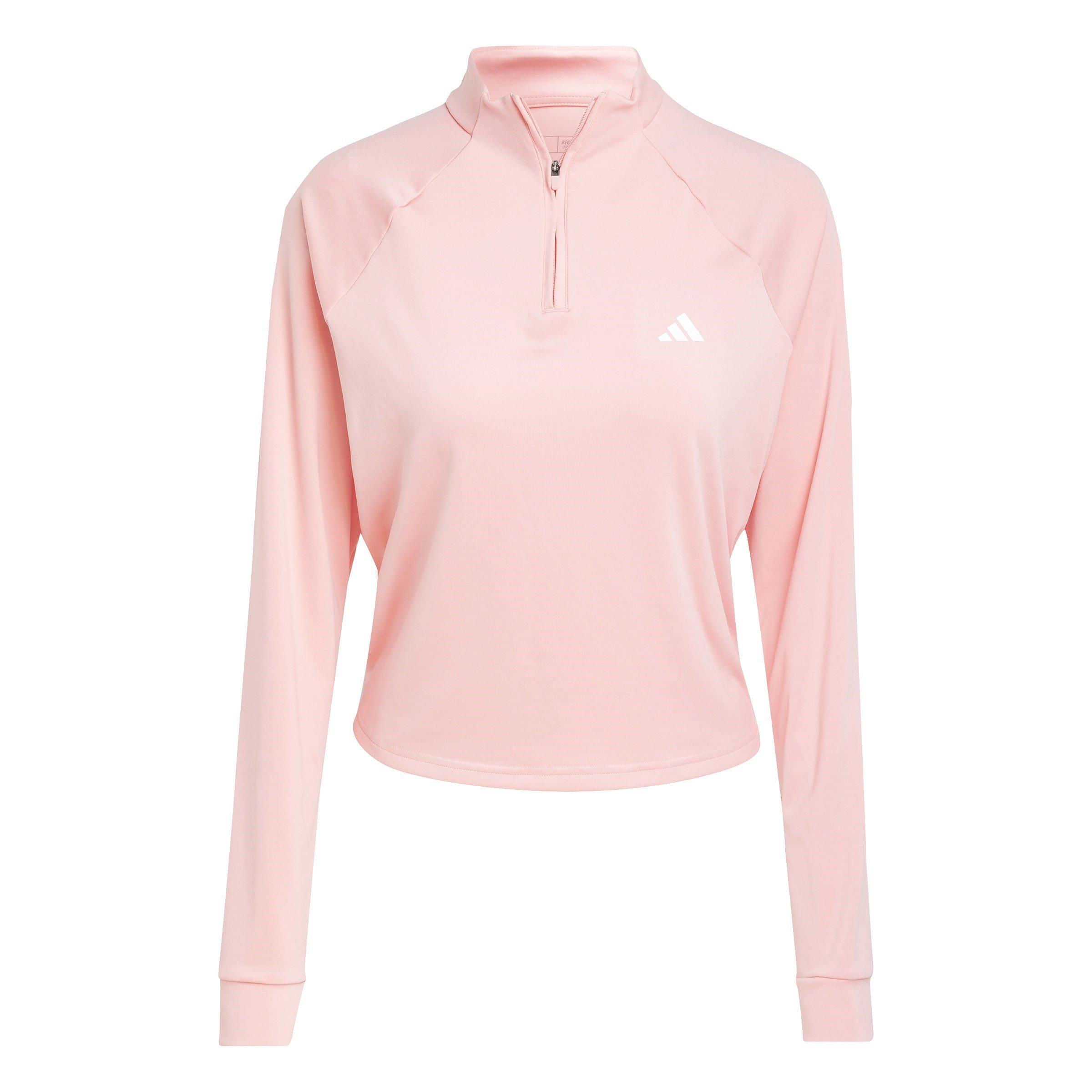 Semi Pink Spark - adidas - Train Essentials Quarter Zip Fleece Top Womens - 1