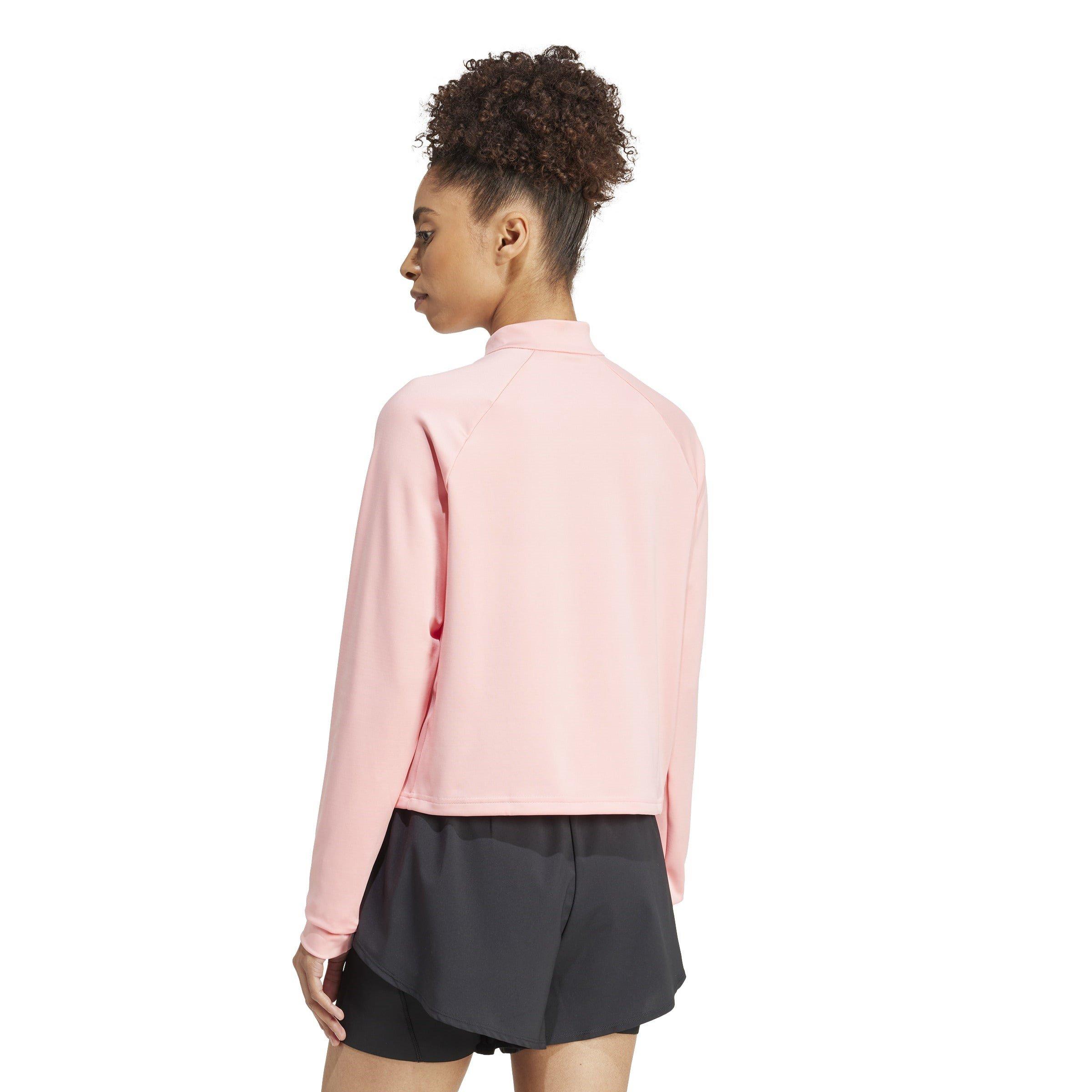 Semi Pink Spark - adidas - Train Essentials Quarter Zip Fleece Top Womens - 3