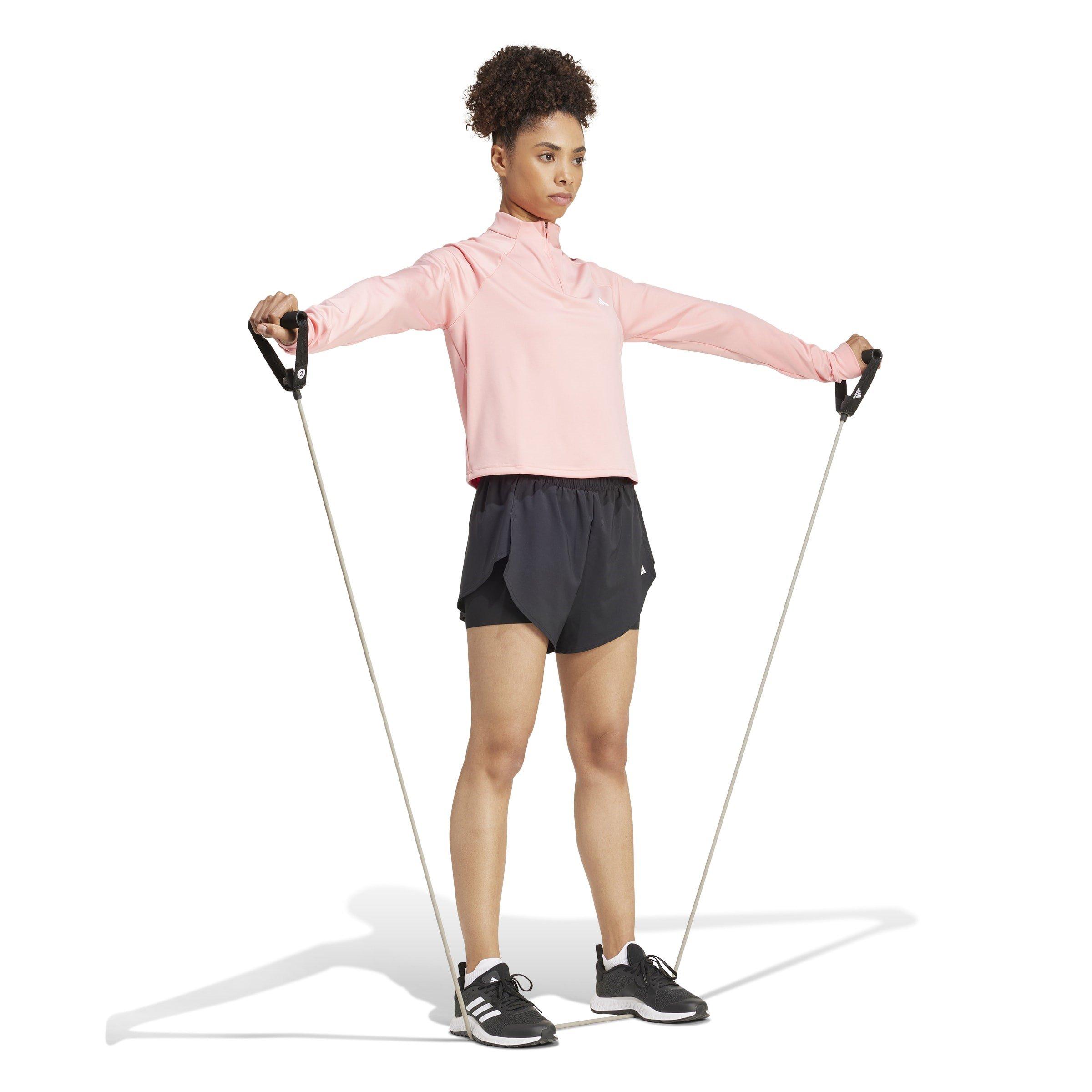 Semi Pink Spark - adidas - Train Essentials Quarter Zip Fleece Top Womens - 4