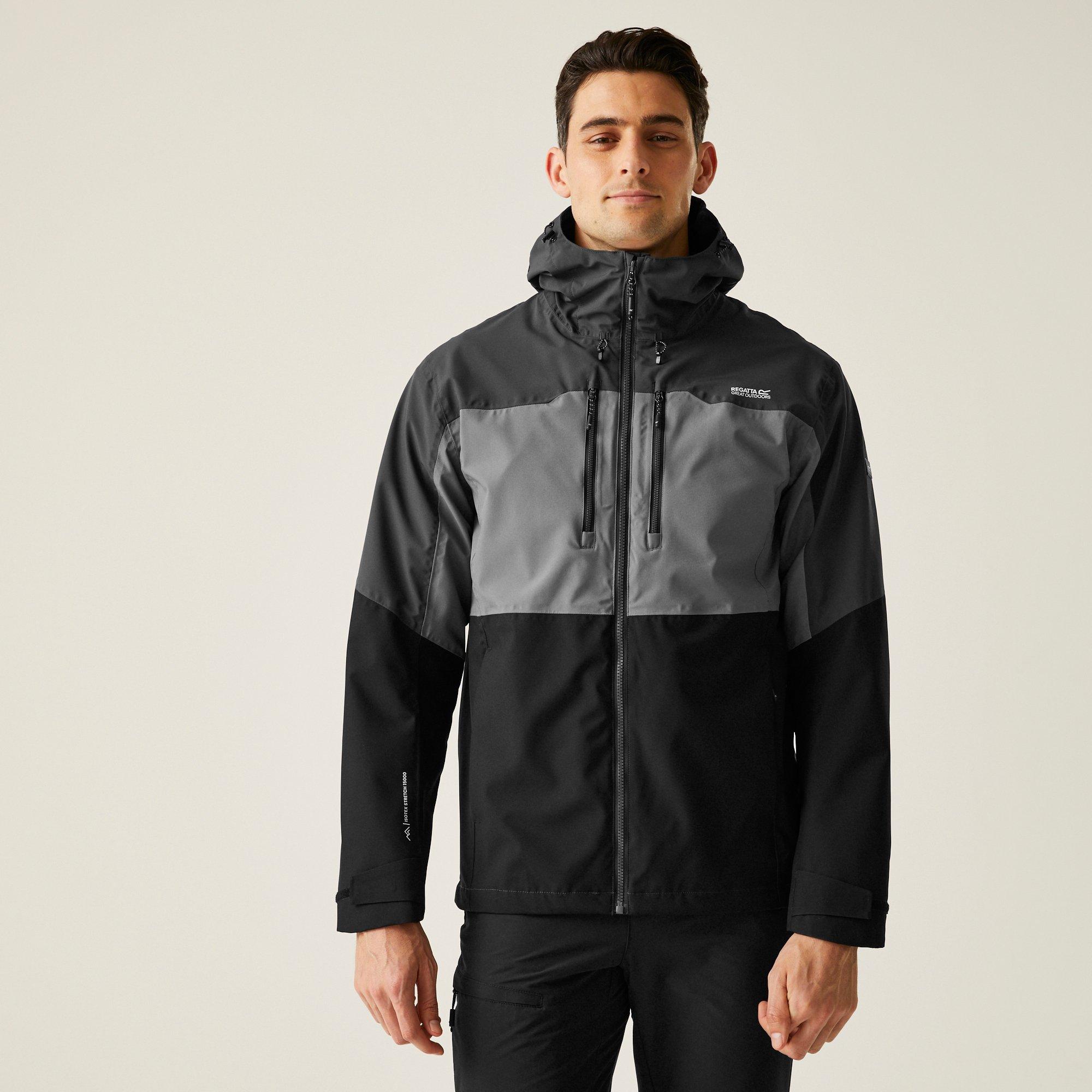 Regatta Men's Maland Waterproof Hooded Jacket - Grey/Black - XL