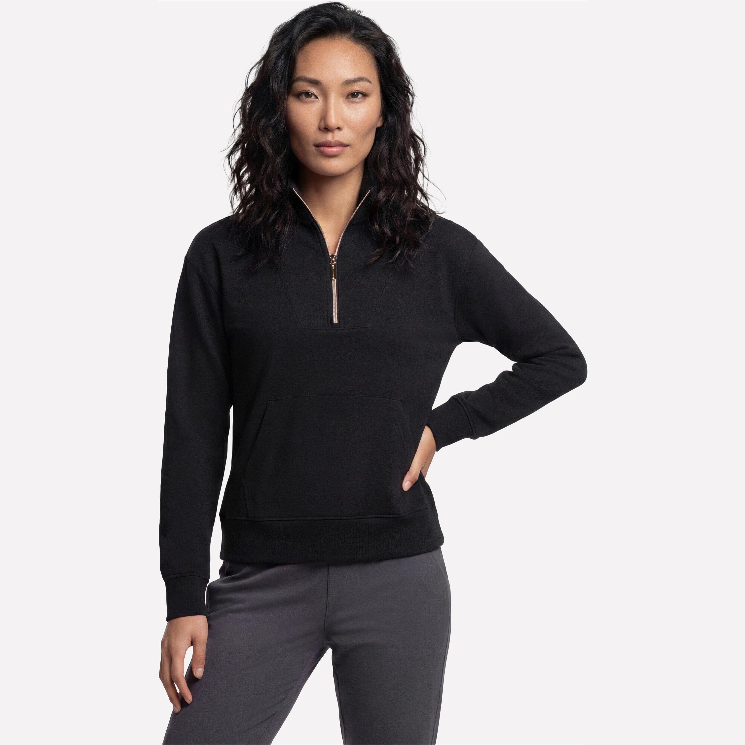 Black - Skechers - Women's Goluxe Rib Quarter-Zip Fleece - 1