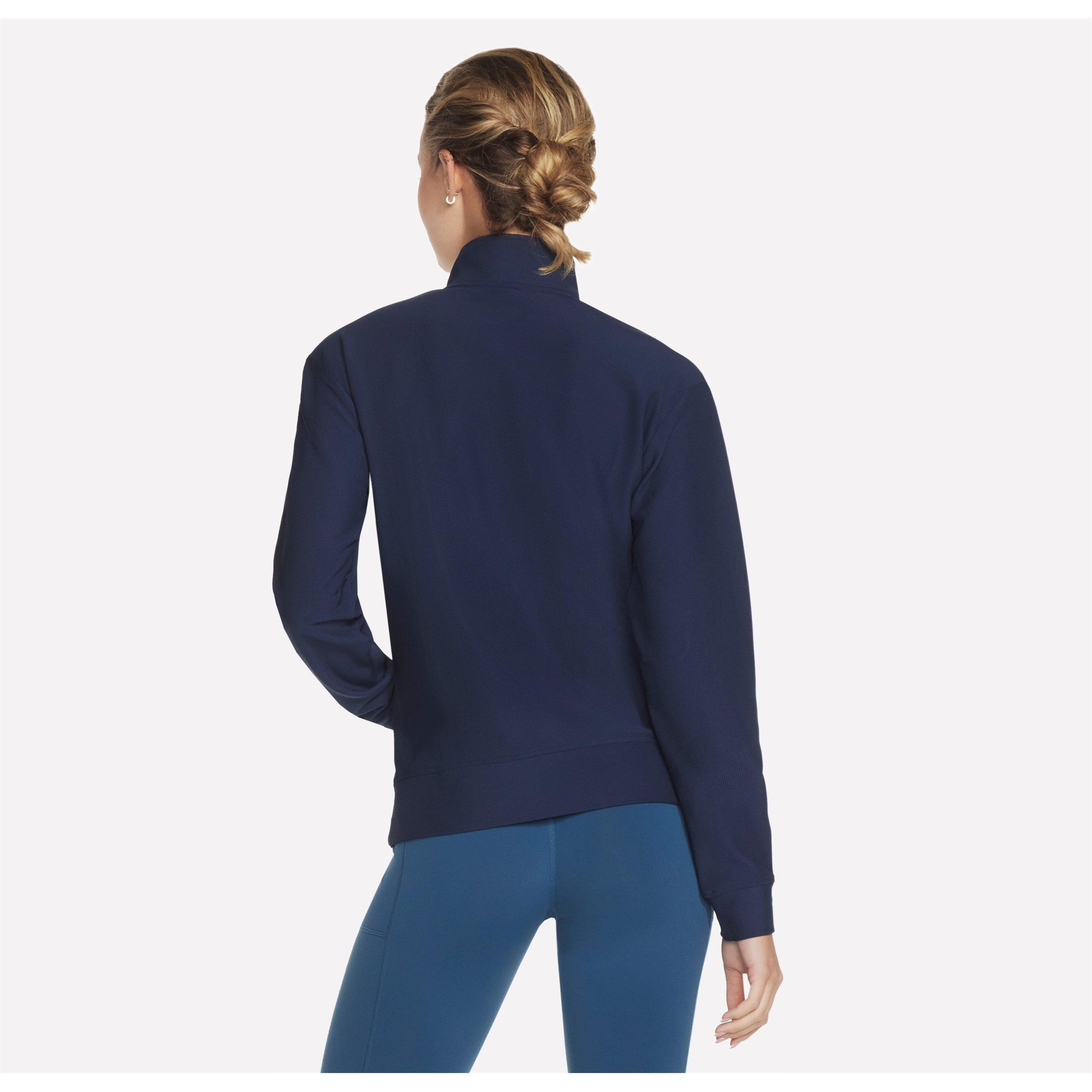 Navy - Skechers - Women's Goluxe Rib Quarter-Zip Fleece - 2