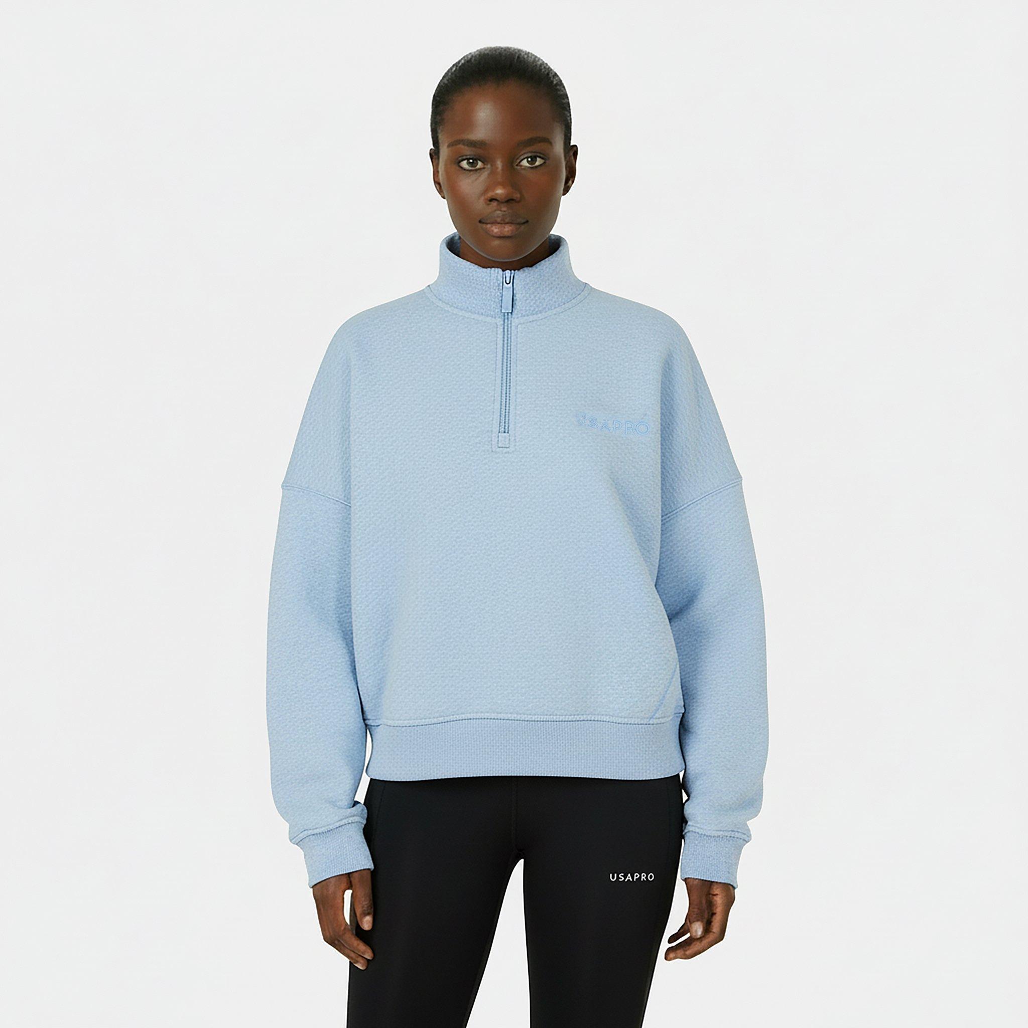 Blue Marl - USA Pro - Quarter Zip Top Womens - 3