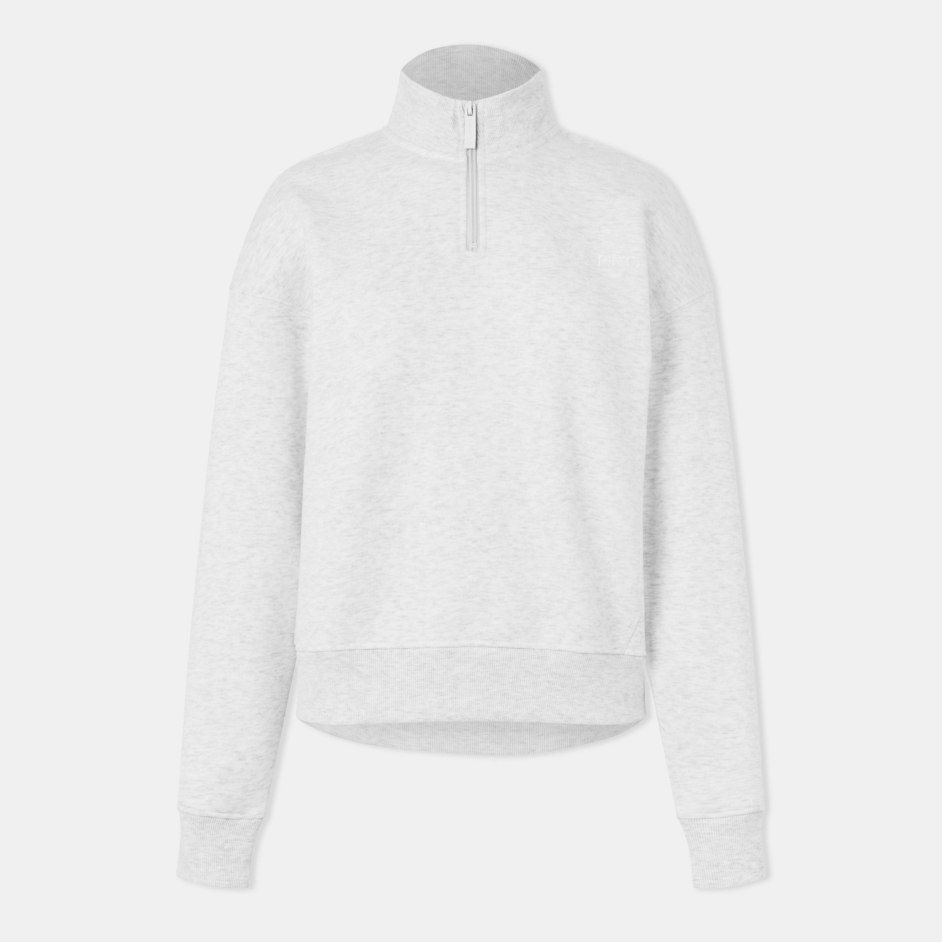 Usa Pro Women's Quarter Zip Top - Ice Grey Marl - 10 (38)