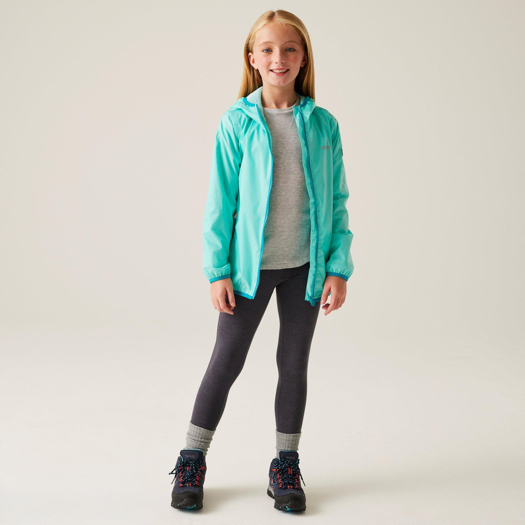 Aruba Blue - Regatta - Kids Lever II Packable Reflective Long Sleeve Waterproof Jacket - 3