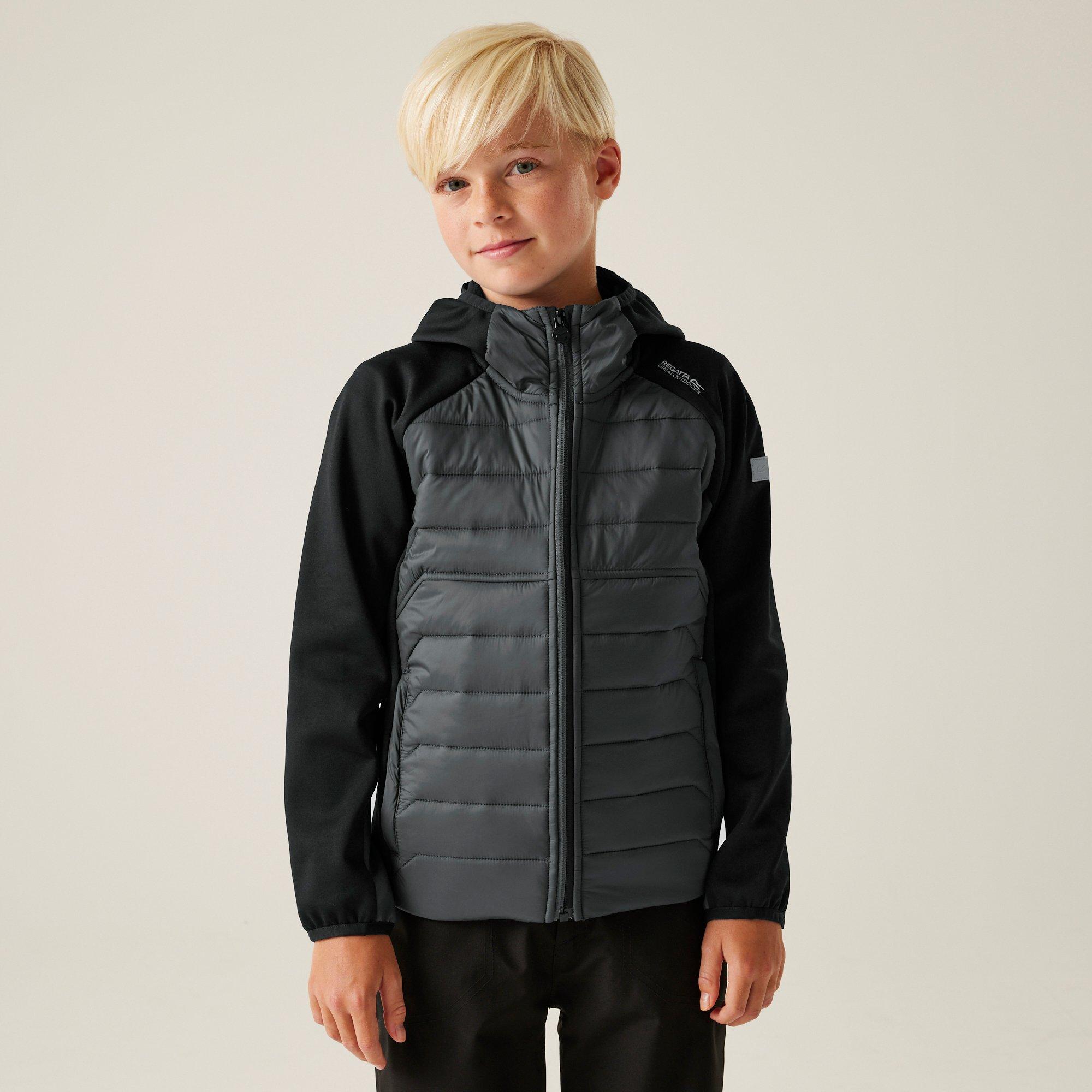 Regatta Boys Kids' Kielder Water-Repellent Reflective Long Sleeve Insulated Puffer Jacket - Black/Grey - 13 (XL)