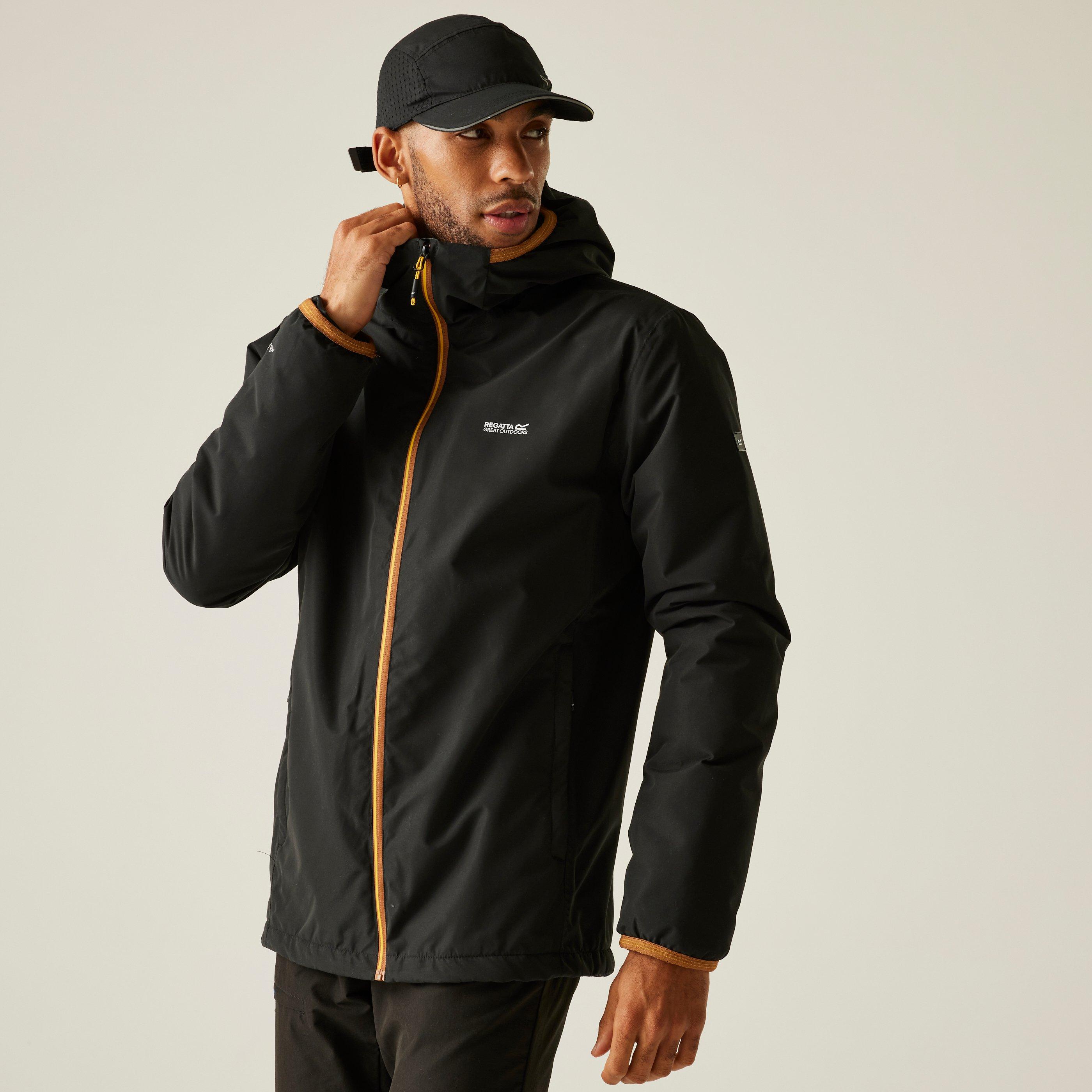 Regatta Men's Caspen Isotex 10000 Breathable Waterproof Long Sleeve Full Zip Waterproof Jacket - Black - S