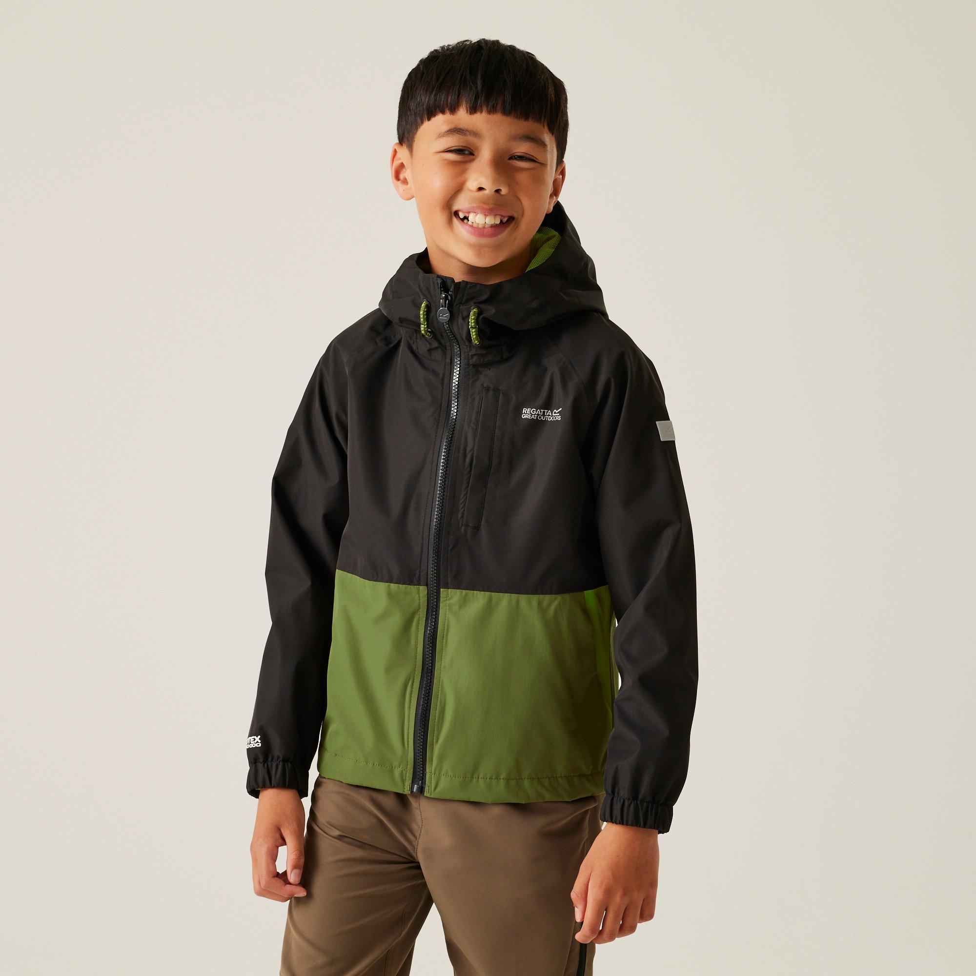 Black/Green - Regatta - Kids' Hanleigh Isotex Reflective Waterproof Jacket - 1