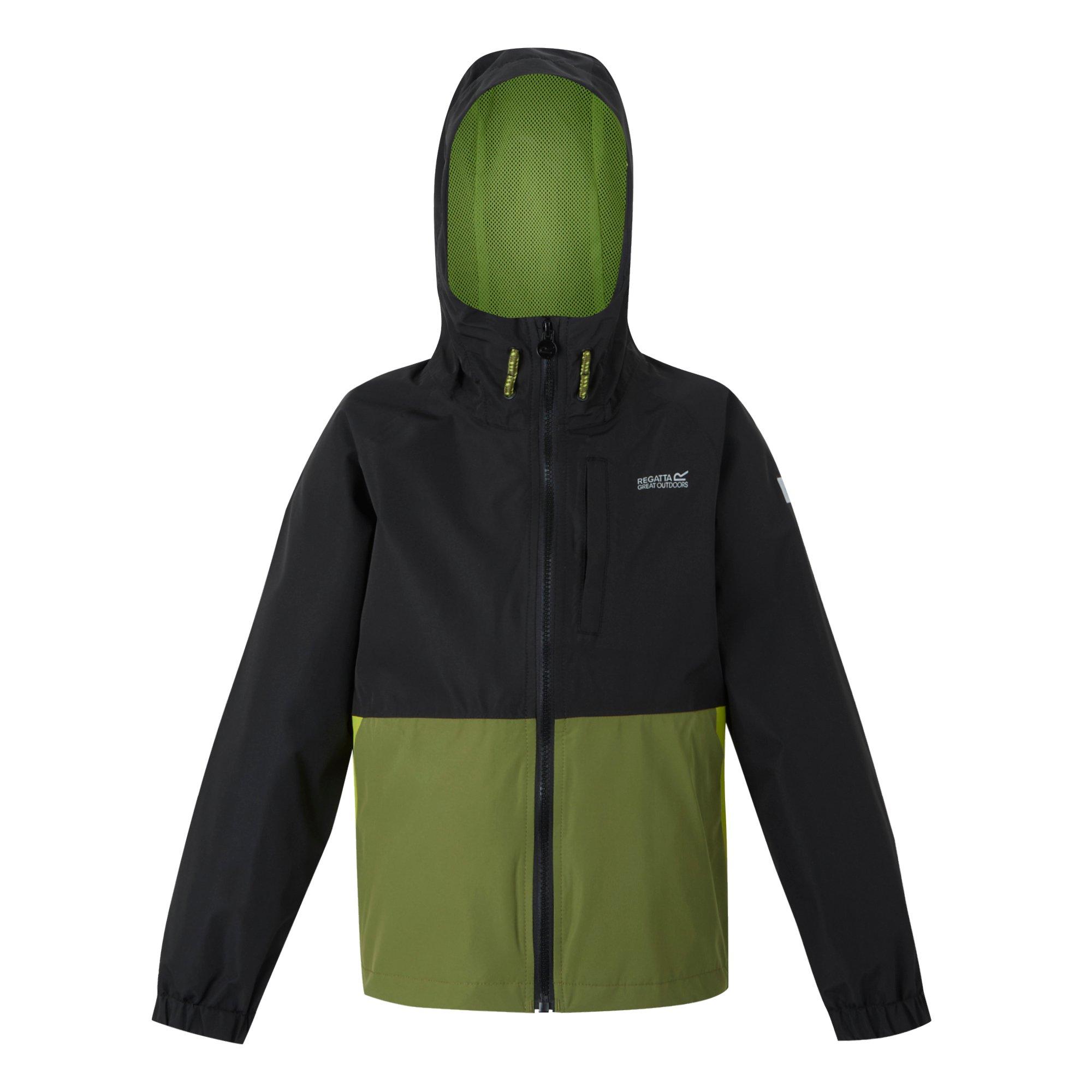 Black/Green - Regatta - Kids' Hanleigh Isotex Reflective Waterproof Jacket - 7