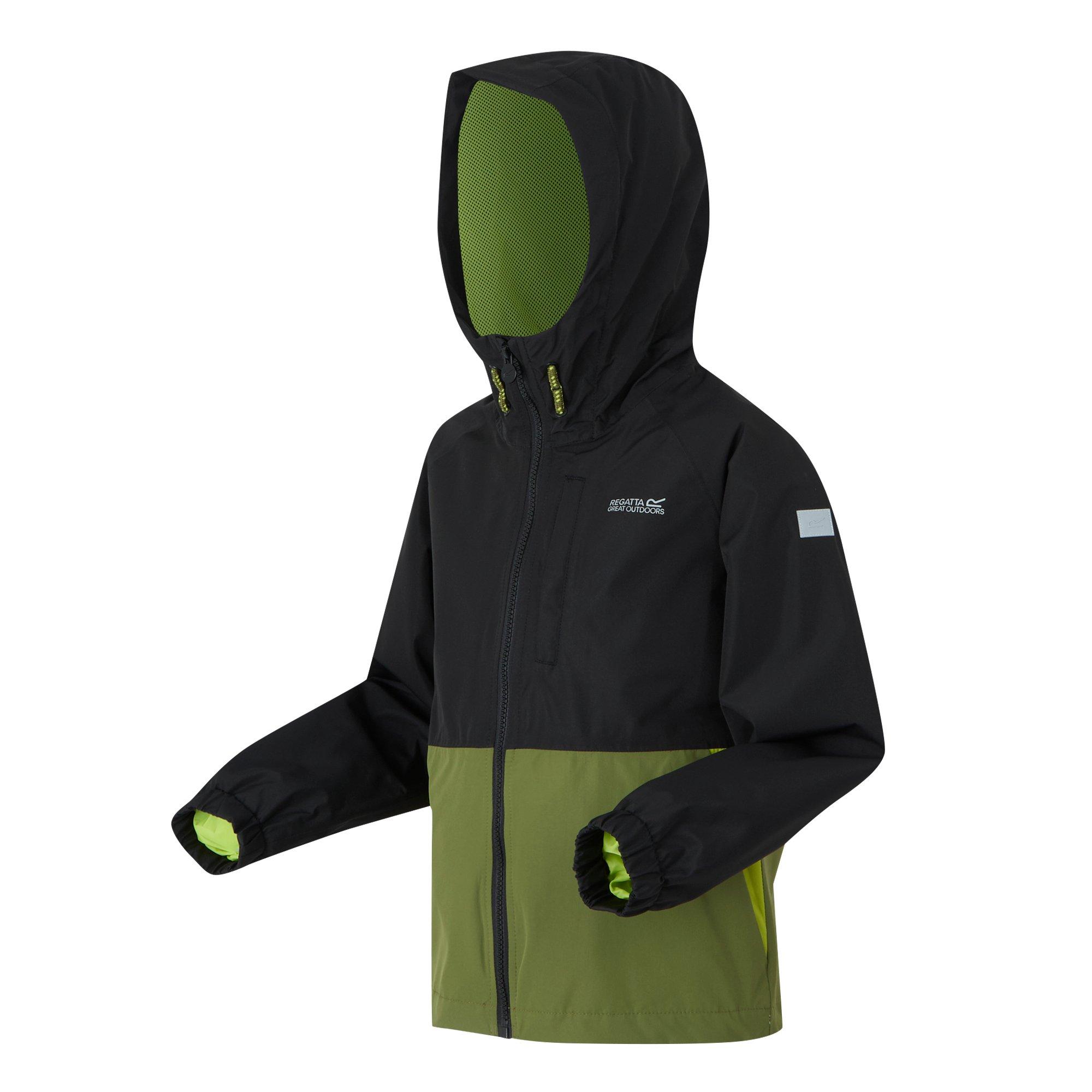 Black/Green - Regatta - Kids' Hanleigh Isotex Reflective Waterproof Jacket - 9