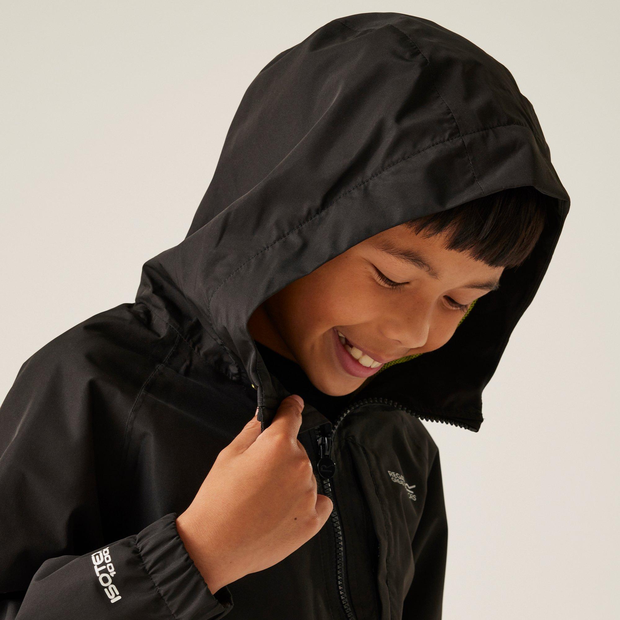 Black/Green - Regatta - Kids' Hanleigh Isotex Reflective Waterproof Jacket - 5