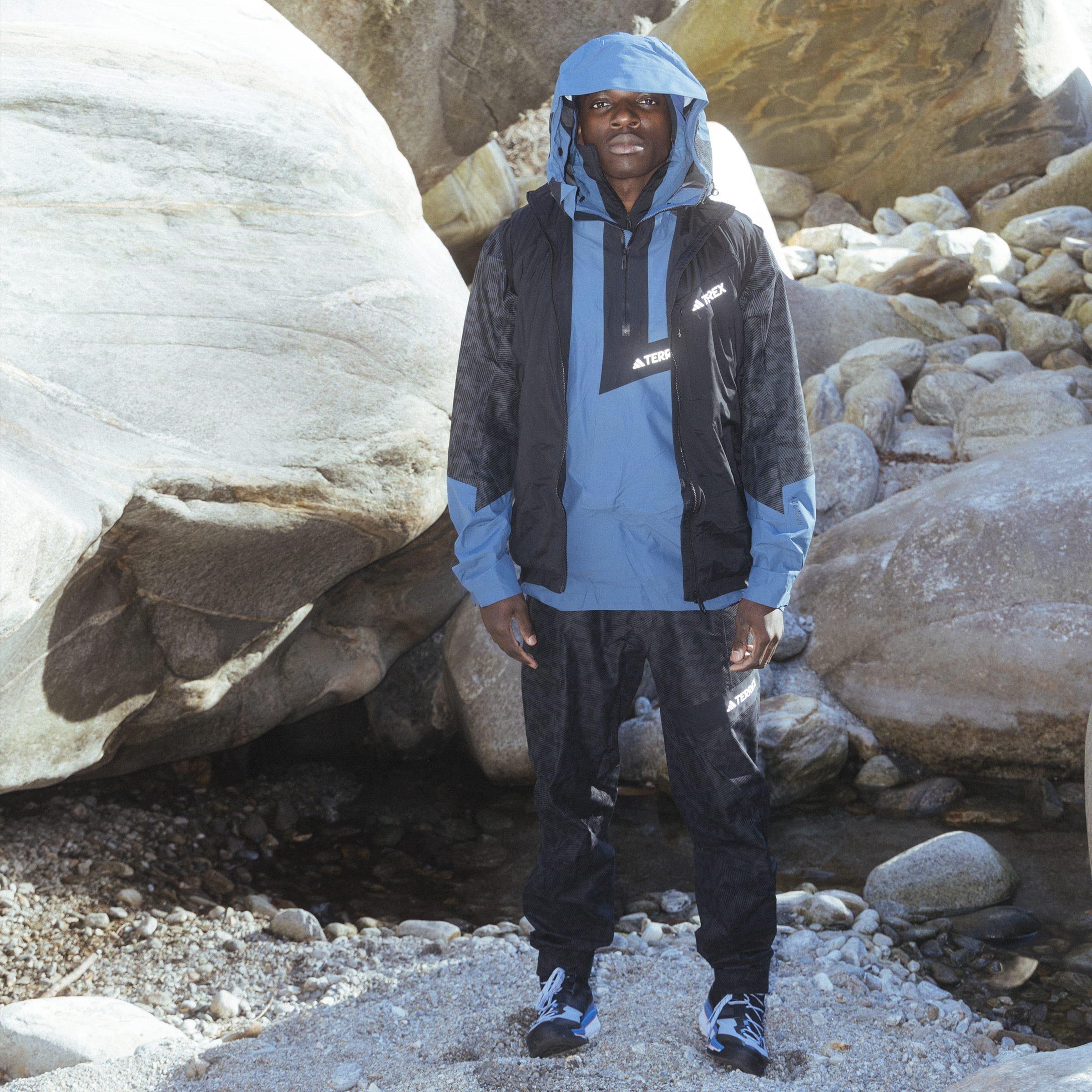 Azul - adidas - Terrex Techrock RAIN.RDY Anorak Mens - 12