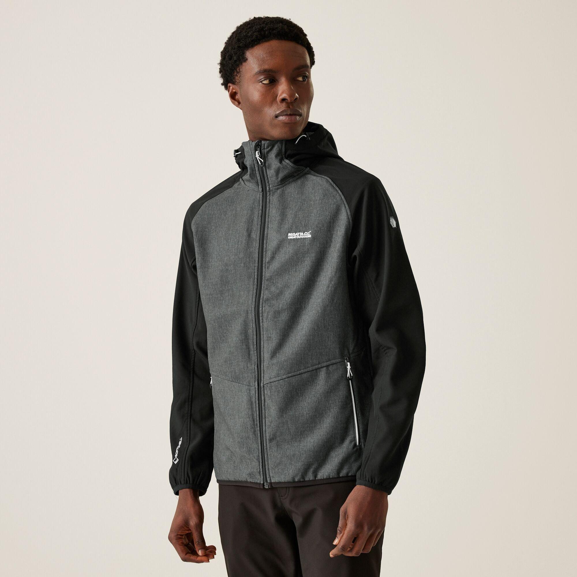 Ashmarl/Blck - Regatta - Men's Arec III Water and Wind Resistant Long Sleeve Hooded Softshell Jacket - 1