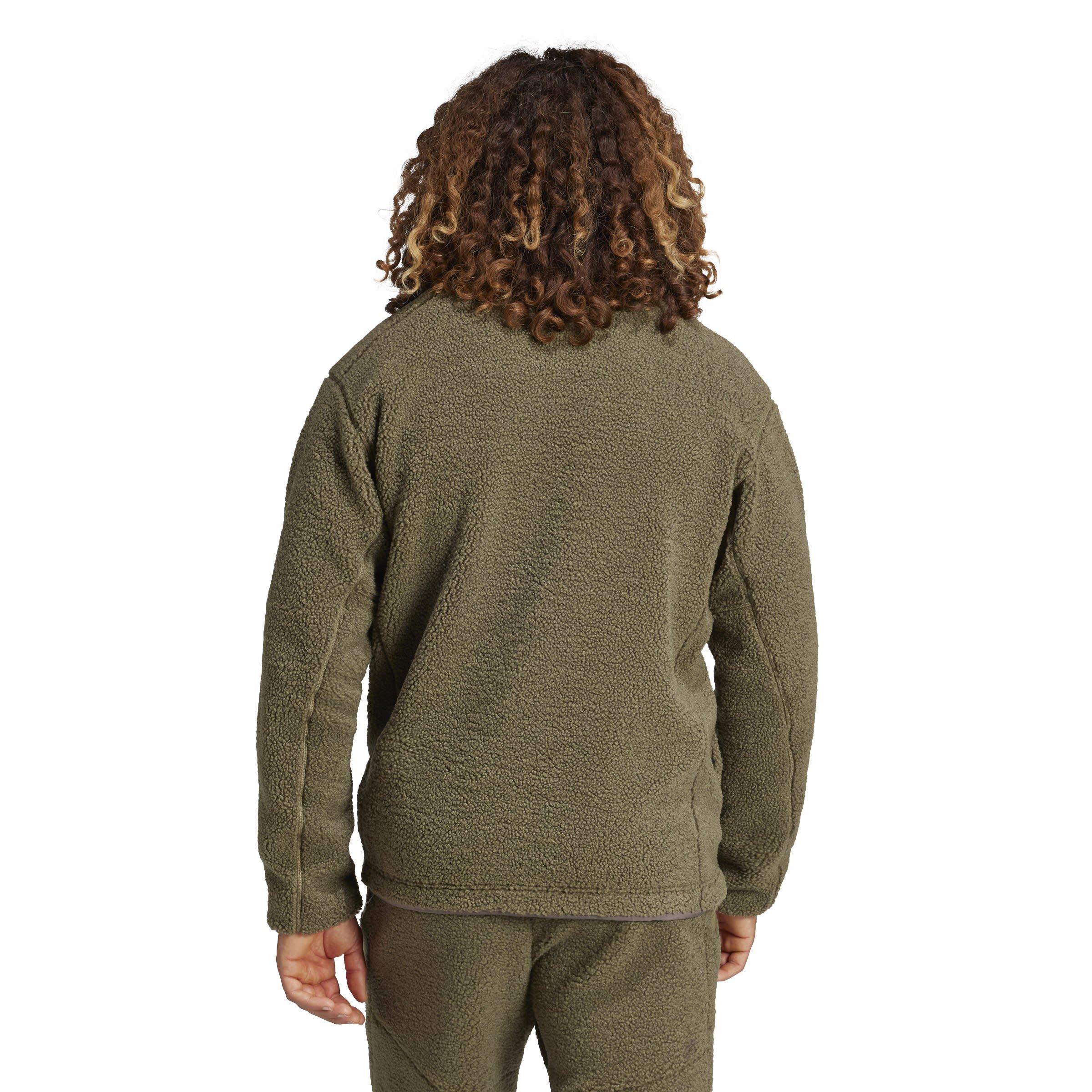 Olive Strata - adidas - quarter Zip Pile Fleece Fabric - 3
