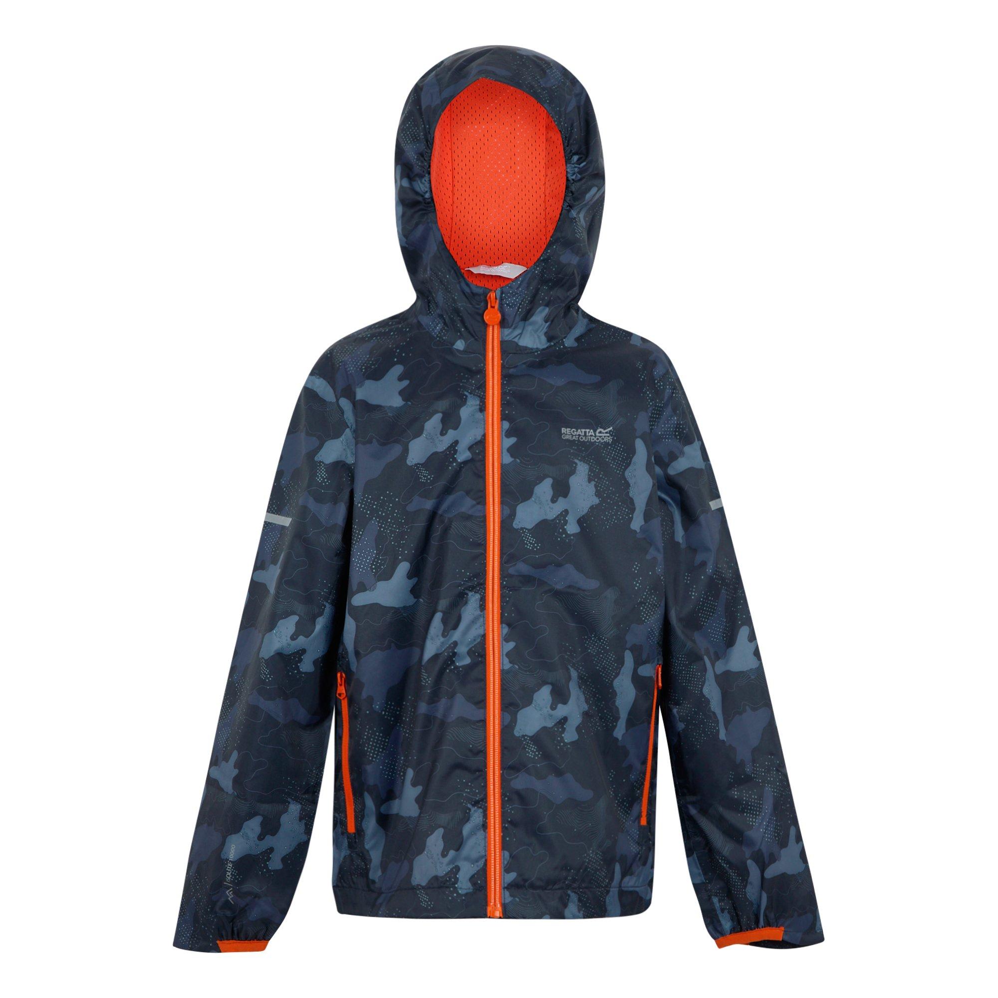 Navy - Regatta - Kids' Printed Lever II Isolite 10000 Breathable Long Sleeve Hooded Waterproof Jacket - 1