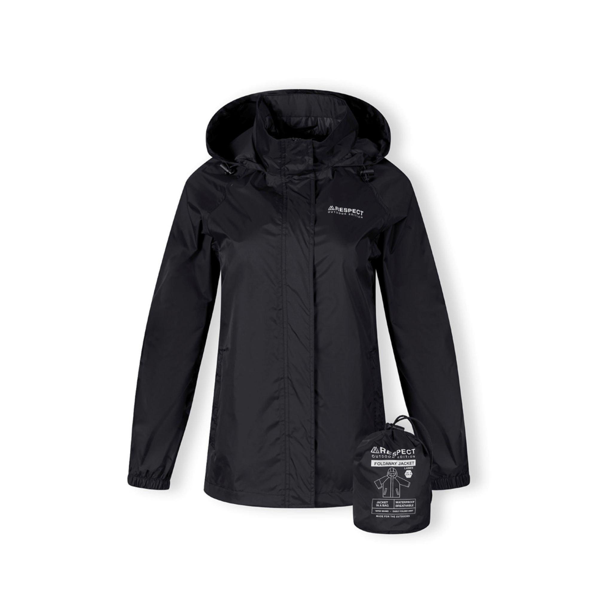 Minoti Women's Packaway Waterproof Jacket With Hood Black - 14 (L)
