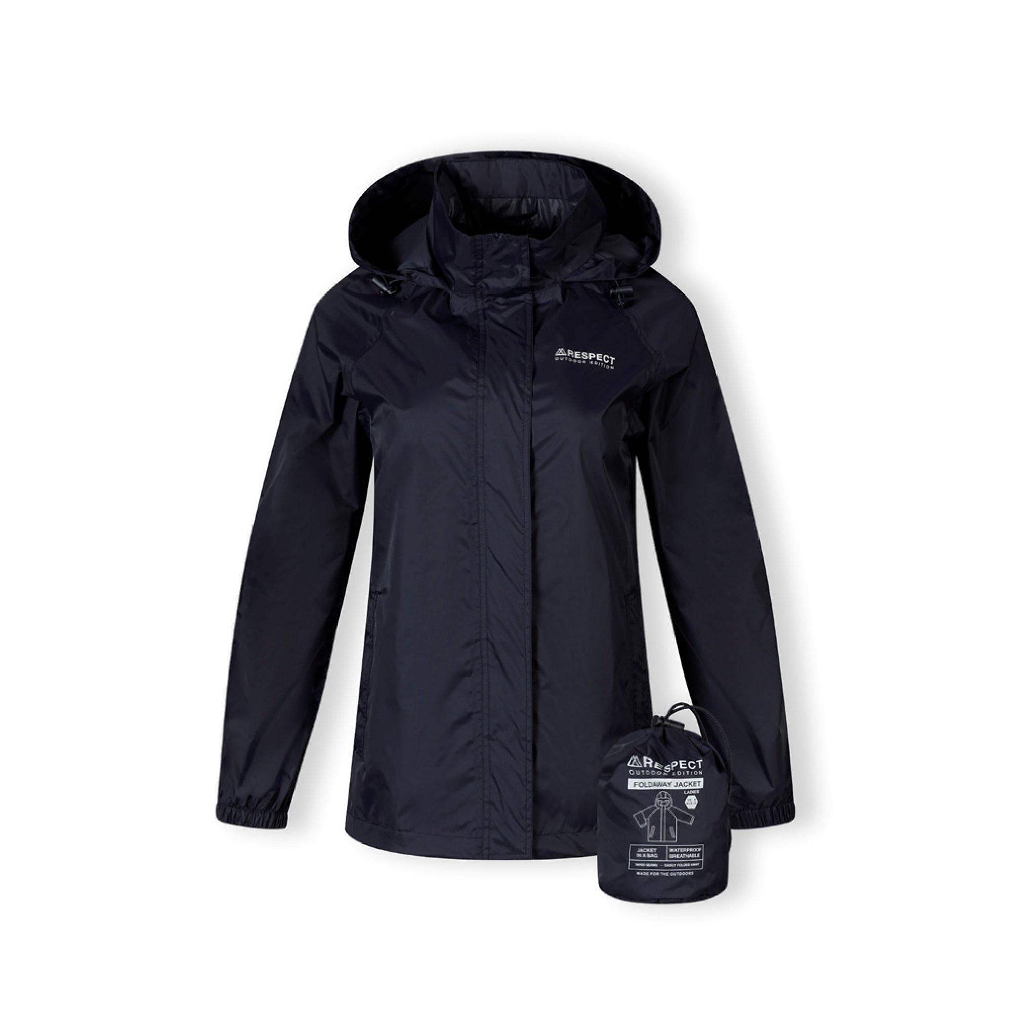 Minoti Women's Packaway Waterproof Jacket With Zipped Pockets Navy - 16 (XL)