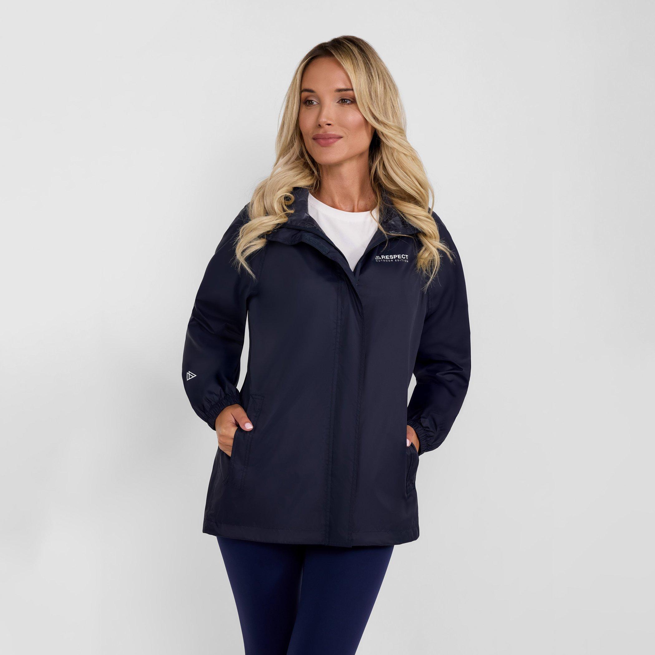Navy - Minoti - Women packaway waterproof jacket with zipped pockets navy - 2