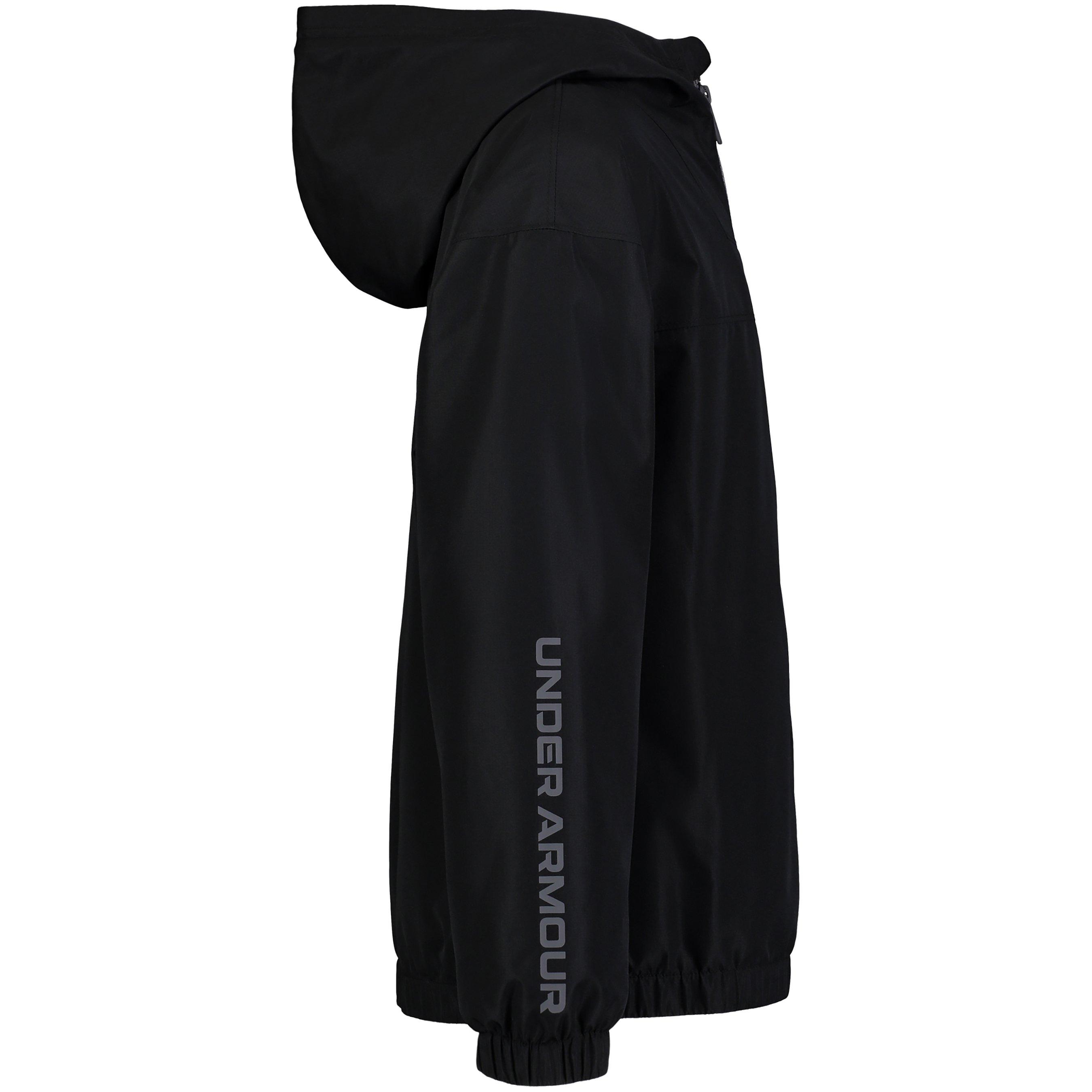 Black/Black - Under Armour - Kids' Rain Hooded Long Sleeve Rain Anorak - 4