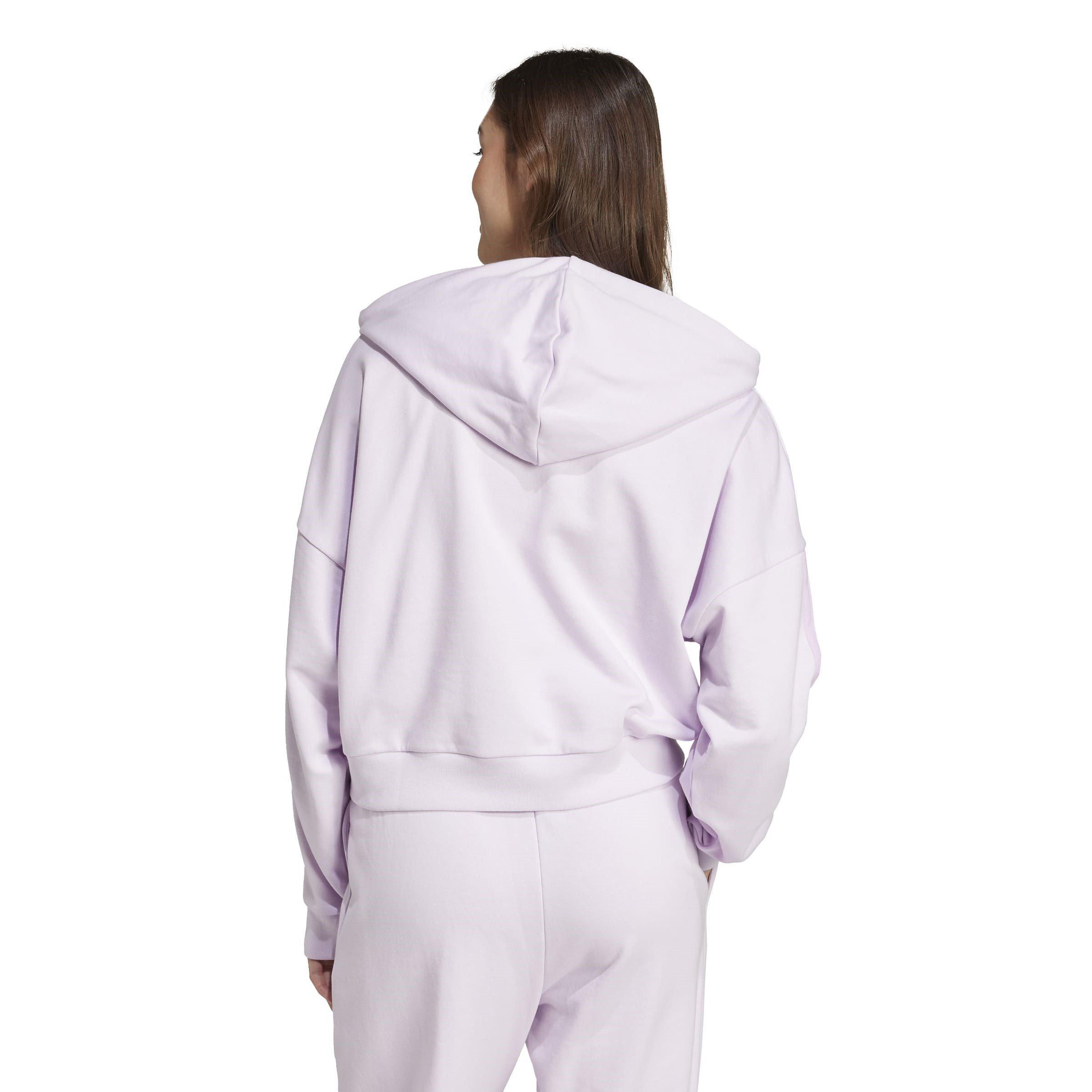 Lavender - adidas - Essentials 3-Stripes Quarter-Zip Hoodie Womens - 3