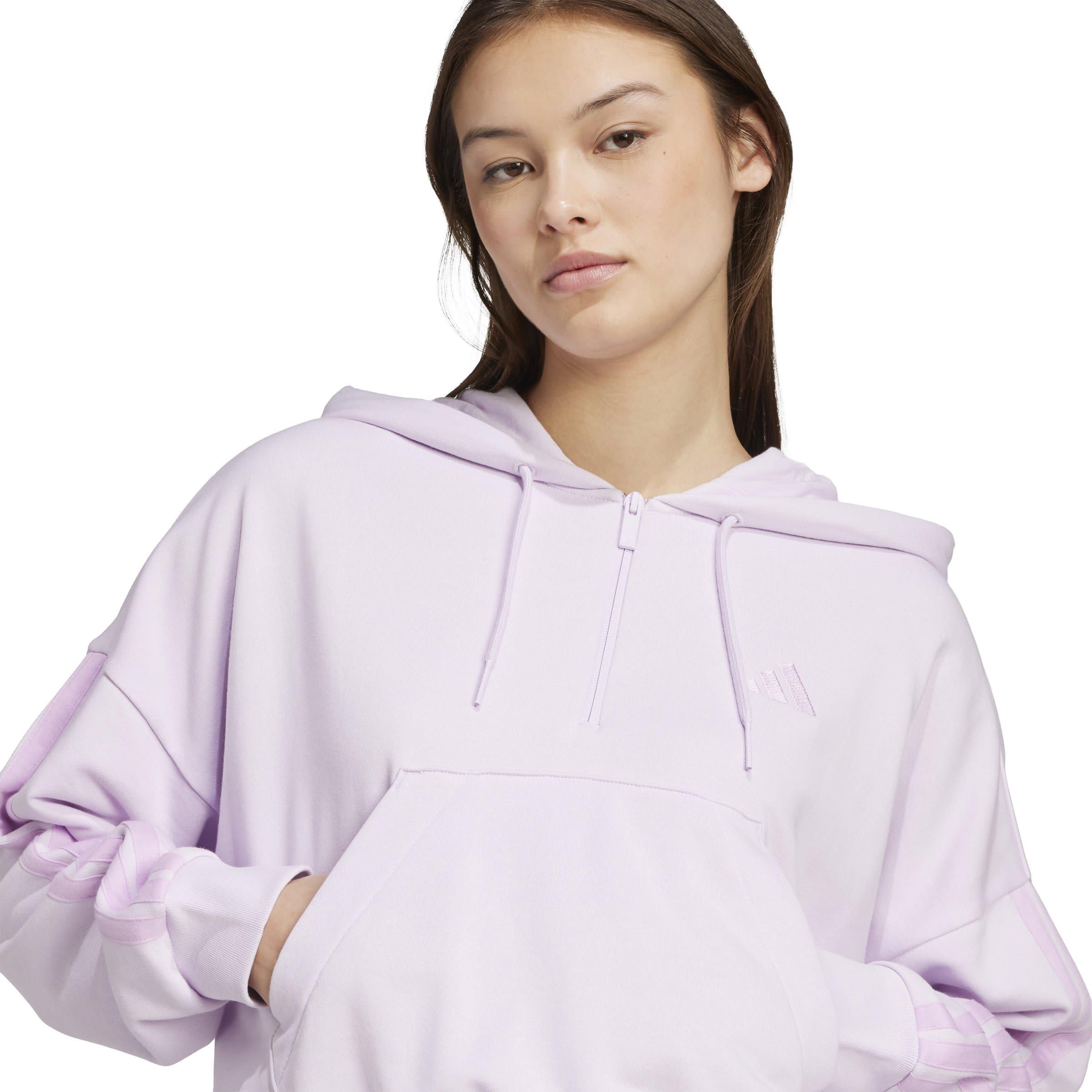 Lavender - adidas - Essentials 3-Stripes Quarter-Zip Hoodie Womens - 6