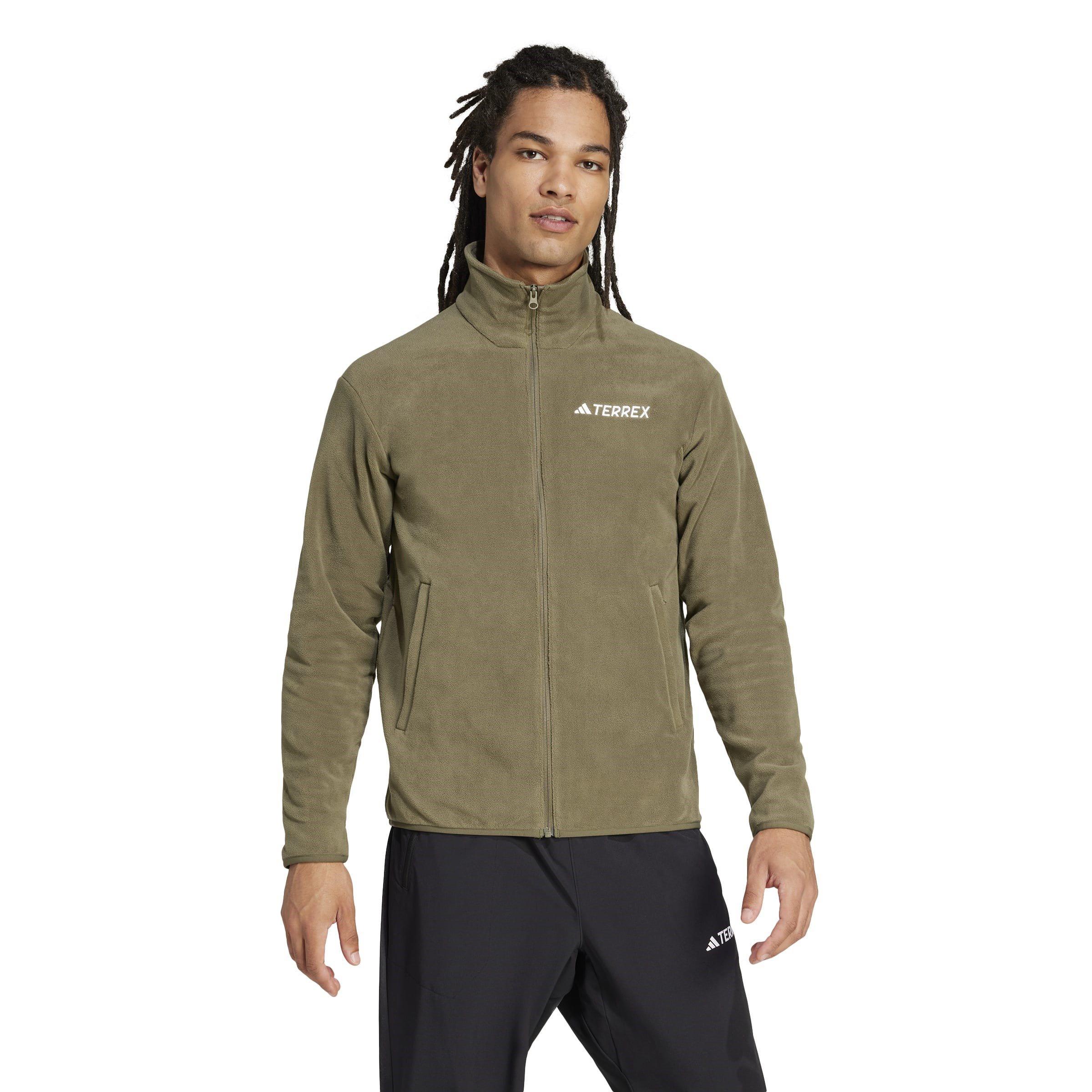 Olive strata - adidas - Multi Essentials Full-Zip Fleece Jacket Mens - 2
