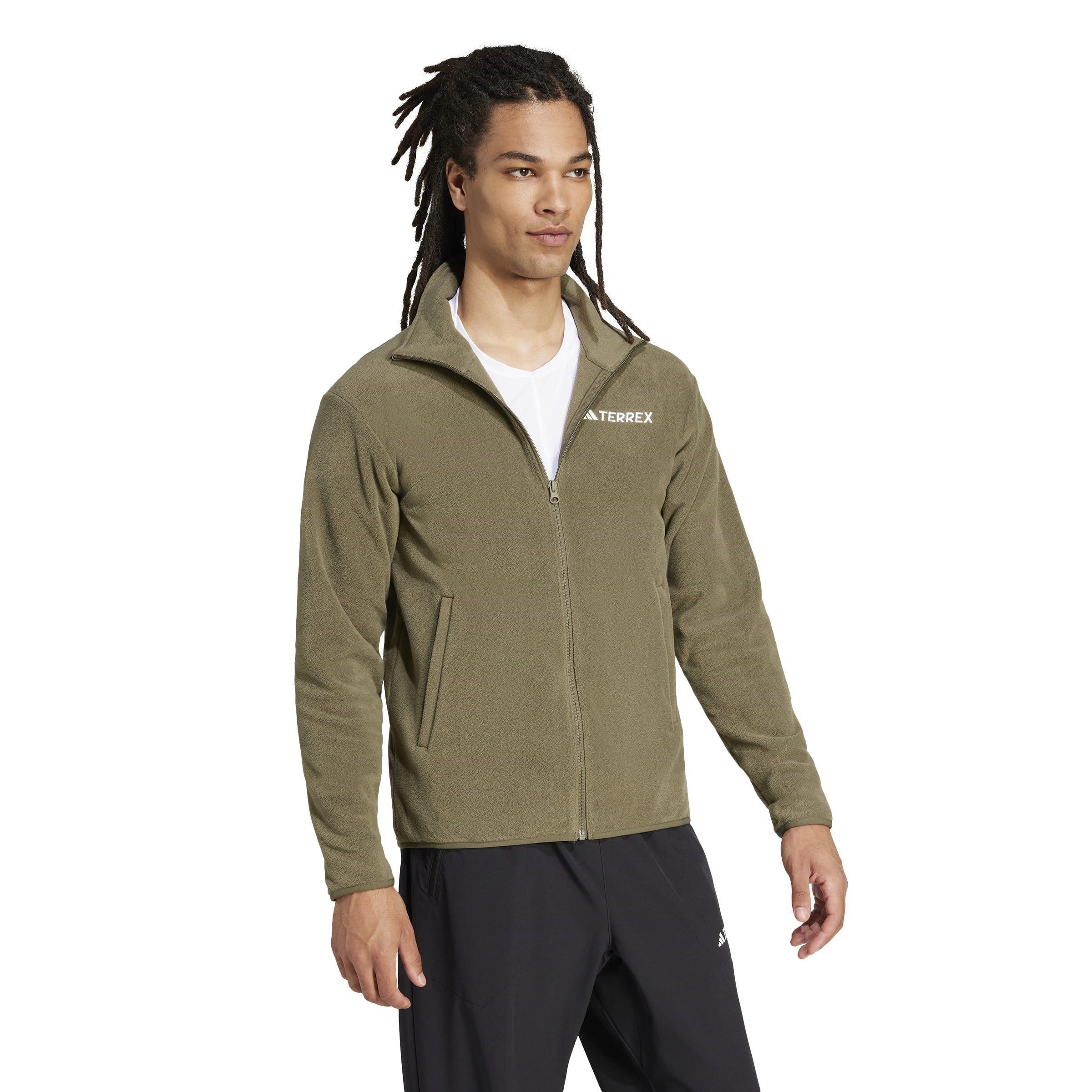 Olive strata - adidas - Multi Essentials Full-Zip Fleece Jacket Mens - 4