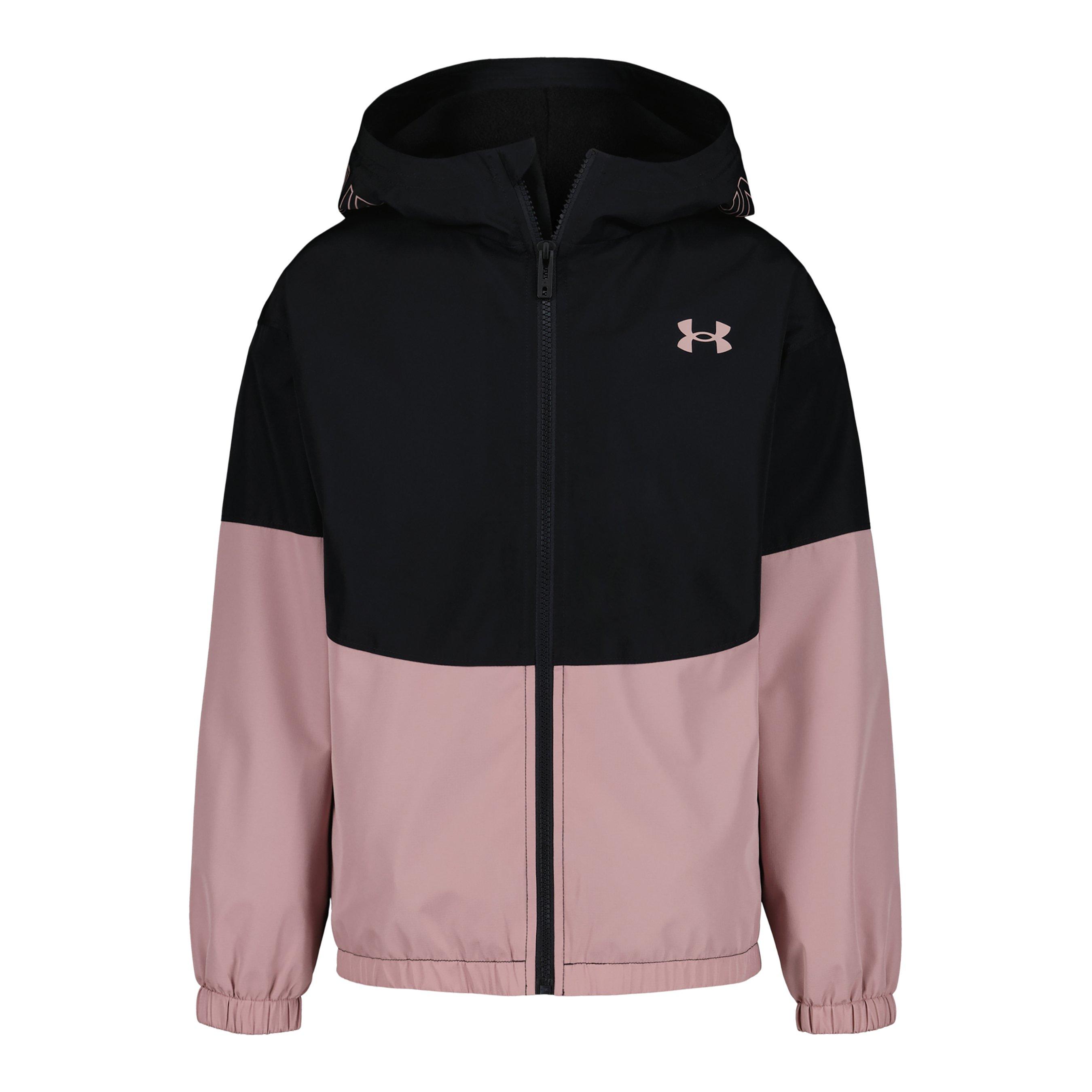 Black/Pink - Under Armour - Kids' Weatherproof Lightweight Rain Anorak - 1