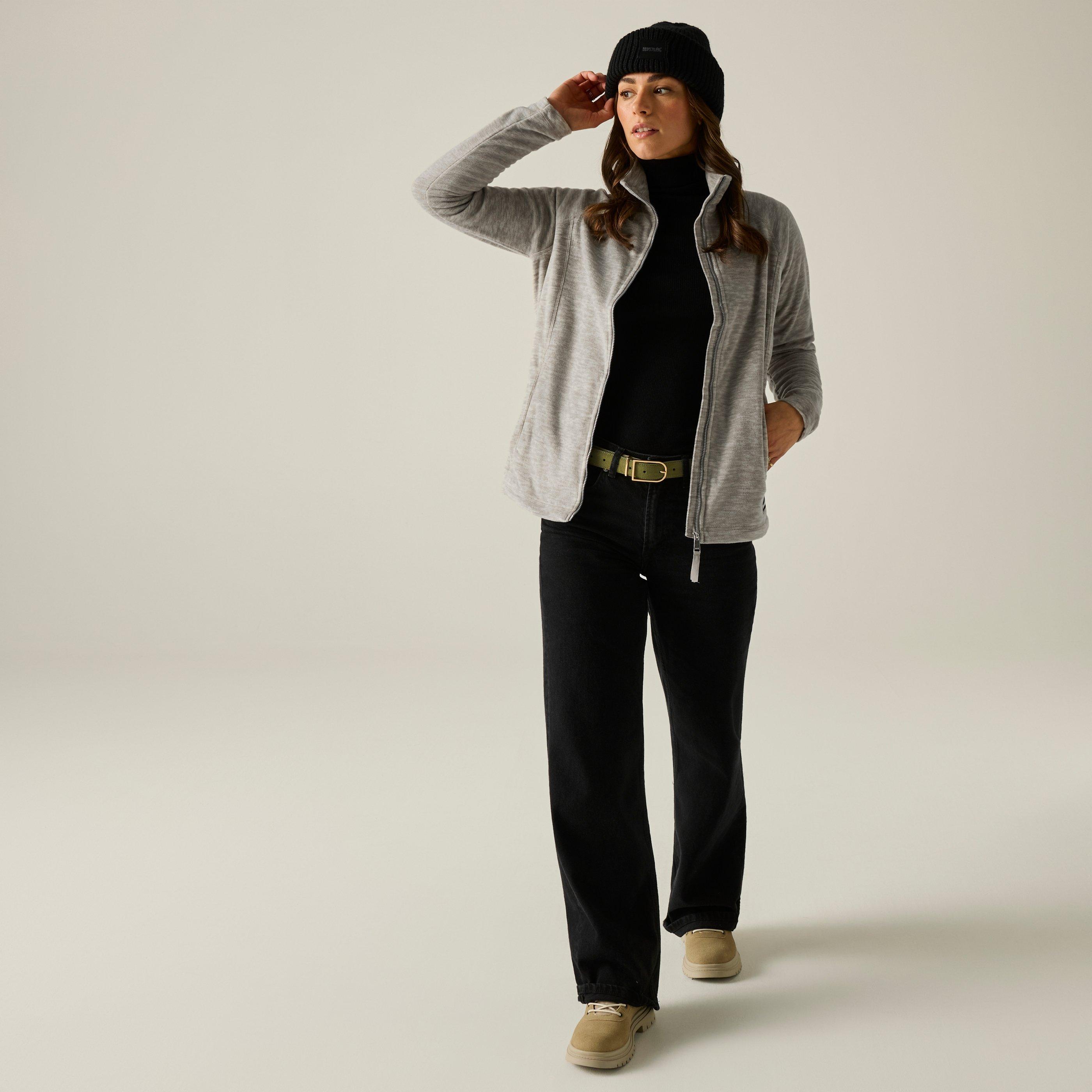 Regatta Women's Mayse Long Sleeve Marl Funnel Neck Full Zip Fleece - Drizzle - 16 (XL)