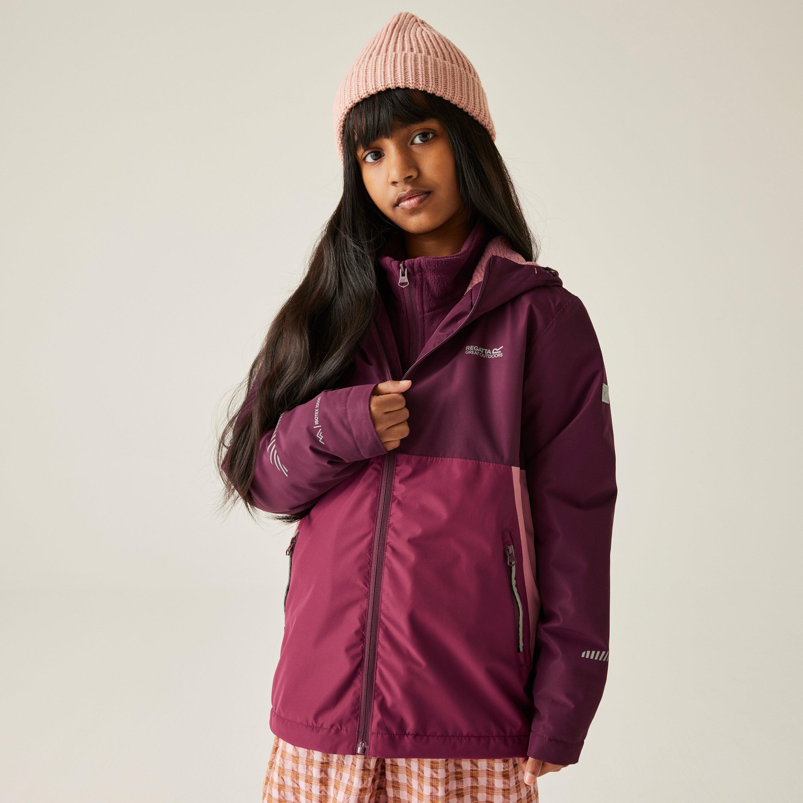 Regatta  Kids Hillain Warm Lined Isotex Reflective Waterproof Jacket - Black/Pmsp - 11-12 (L)