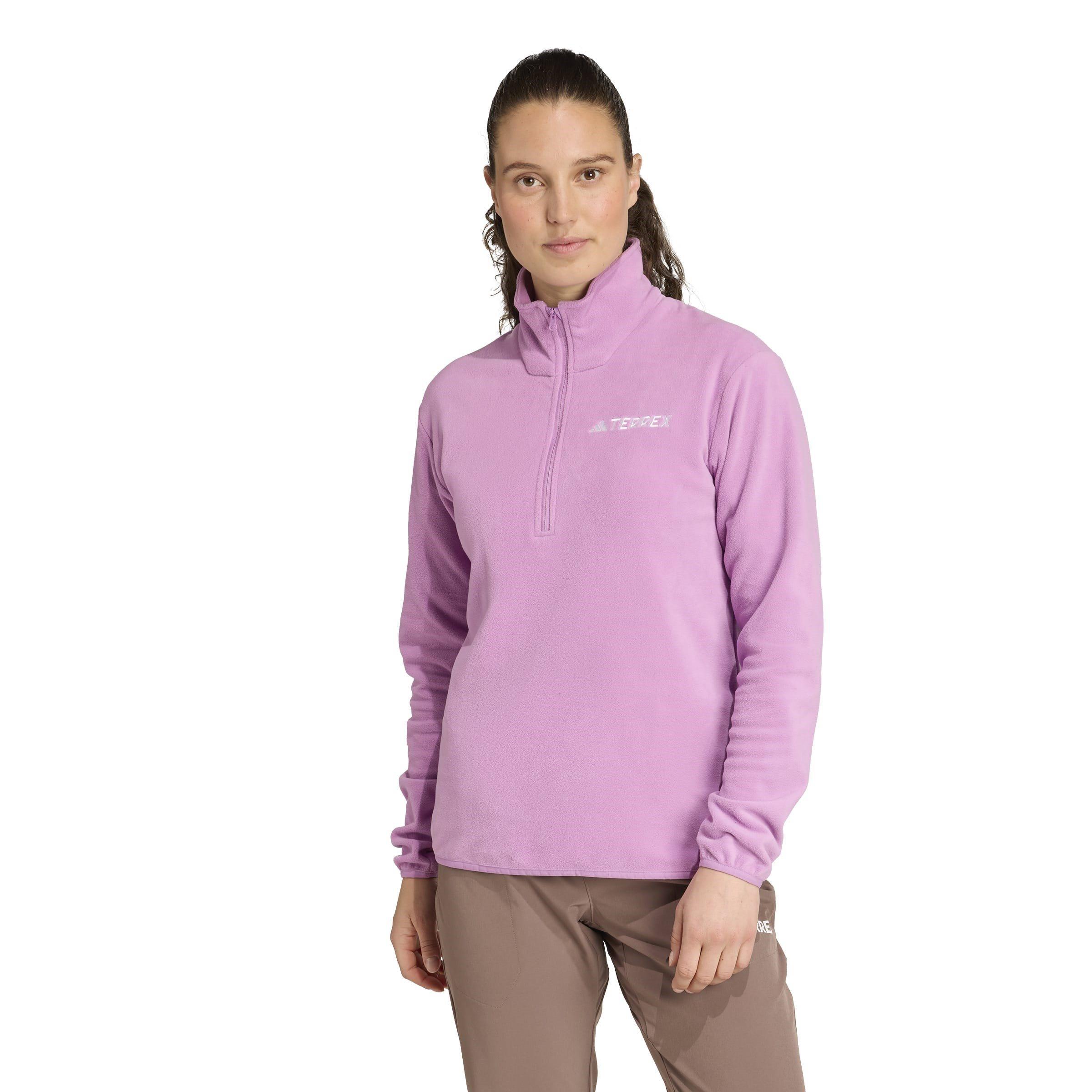 Purple - adidas - Multi Essentials 1/2 Zip Fleece Jacket Womens - 2