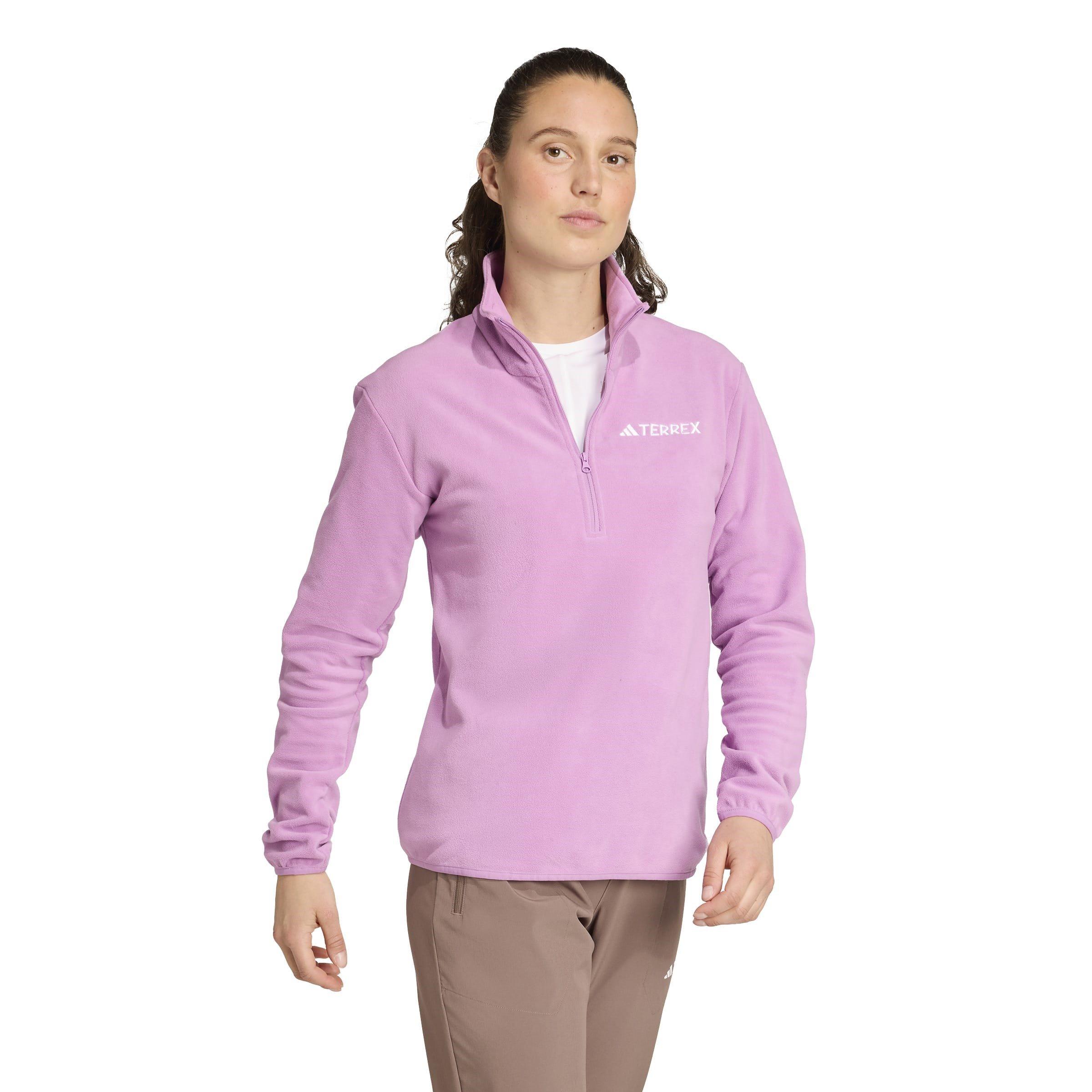 Purple - adidas - Multi Essentials 1/2 Zip Fleece Jacket Womens - 4