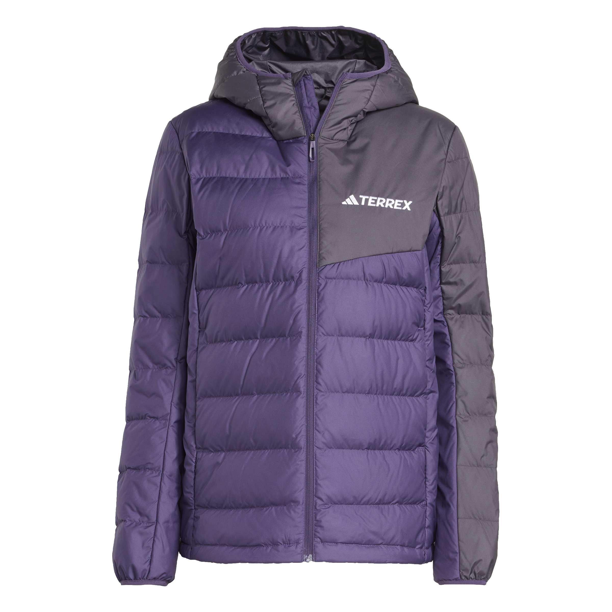 Adidas Women's Terrex  Light Climawarm Hooded Down Jacket - Plum/Black - 14 (L)