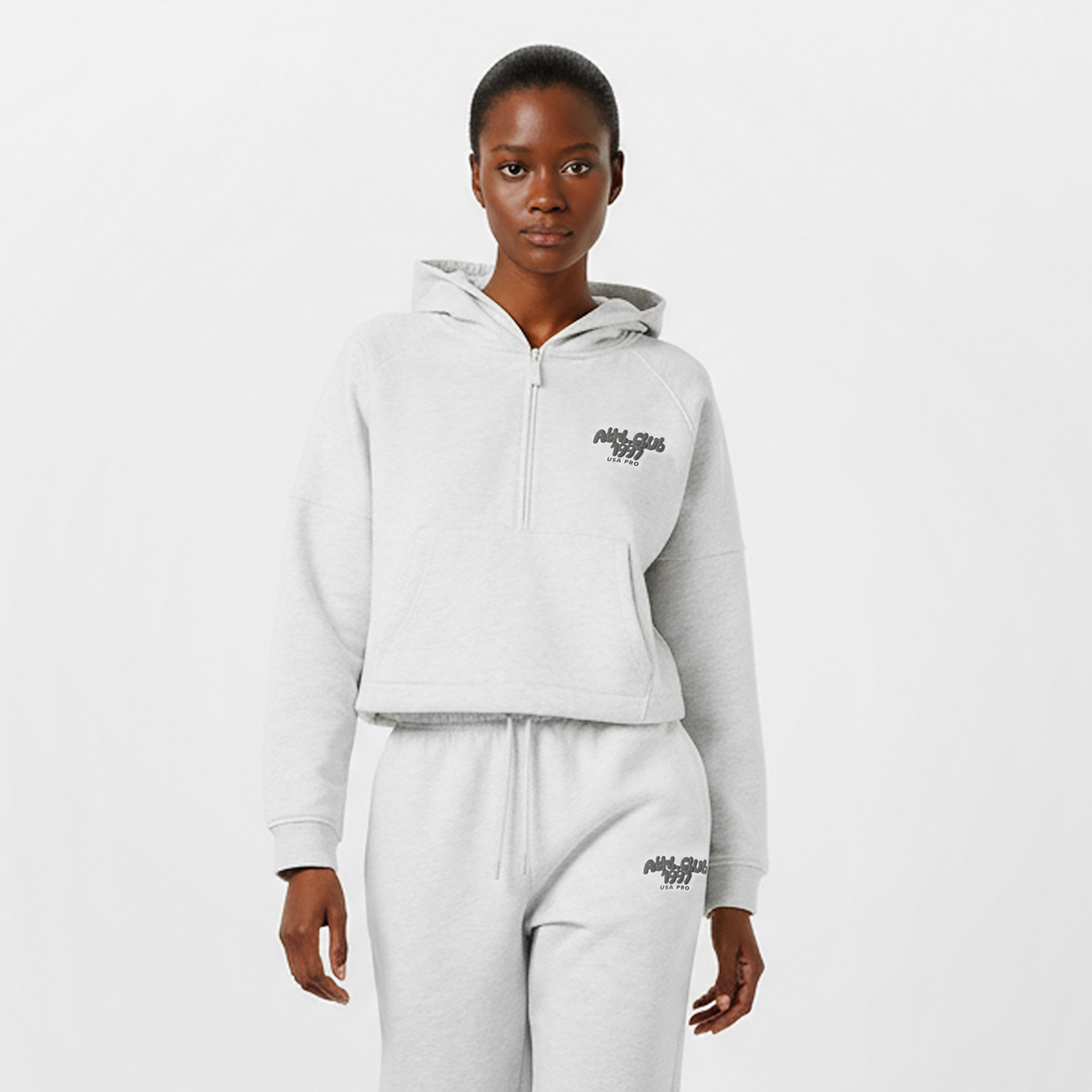 Lys Grå Melange - USA Pro - Oversized half Zip Fleece Top - 3