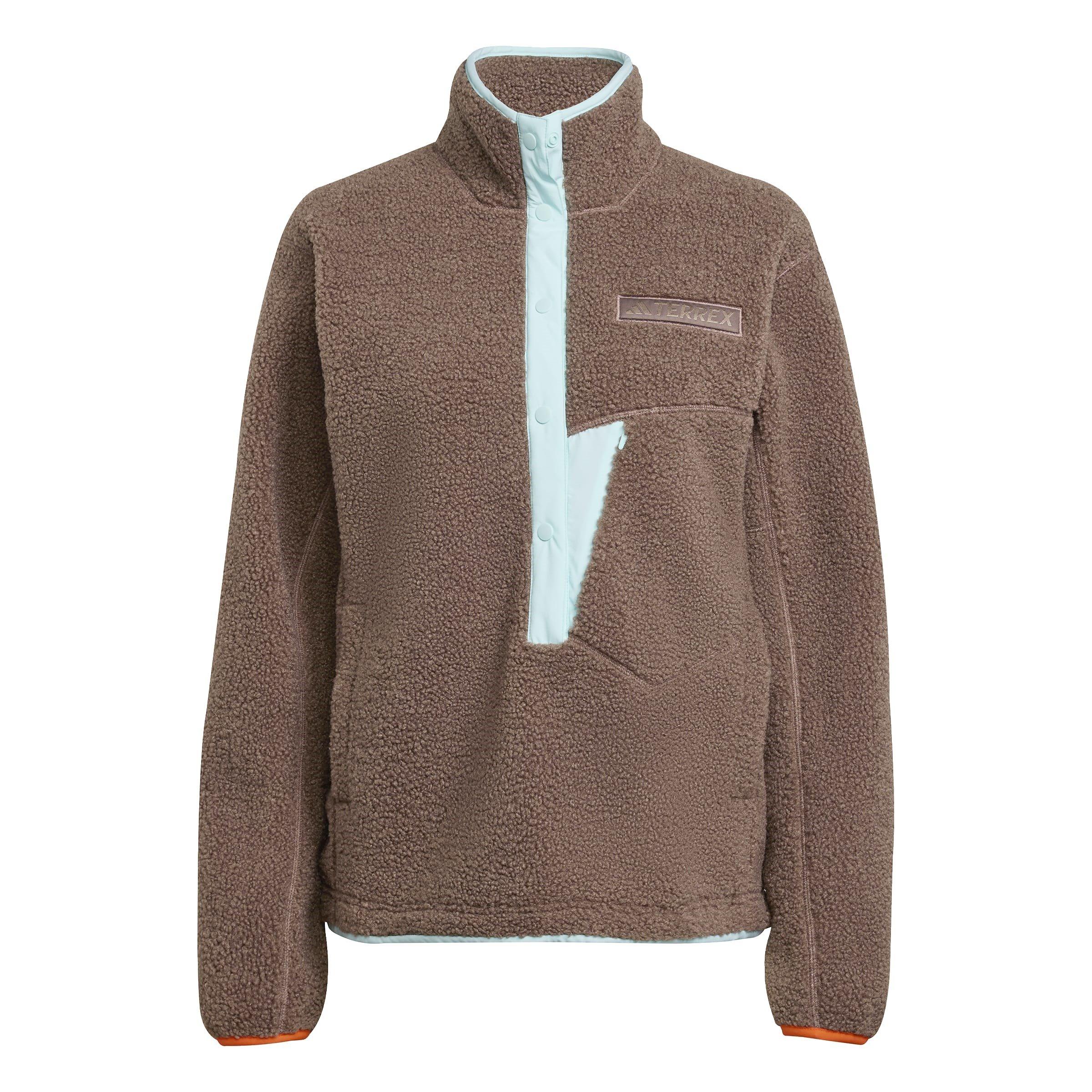 Adidas Women's Terrex Xploric High Pile Fleece Pullover Sweatshirt - Earth Strata - 12 (M)
