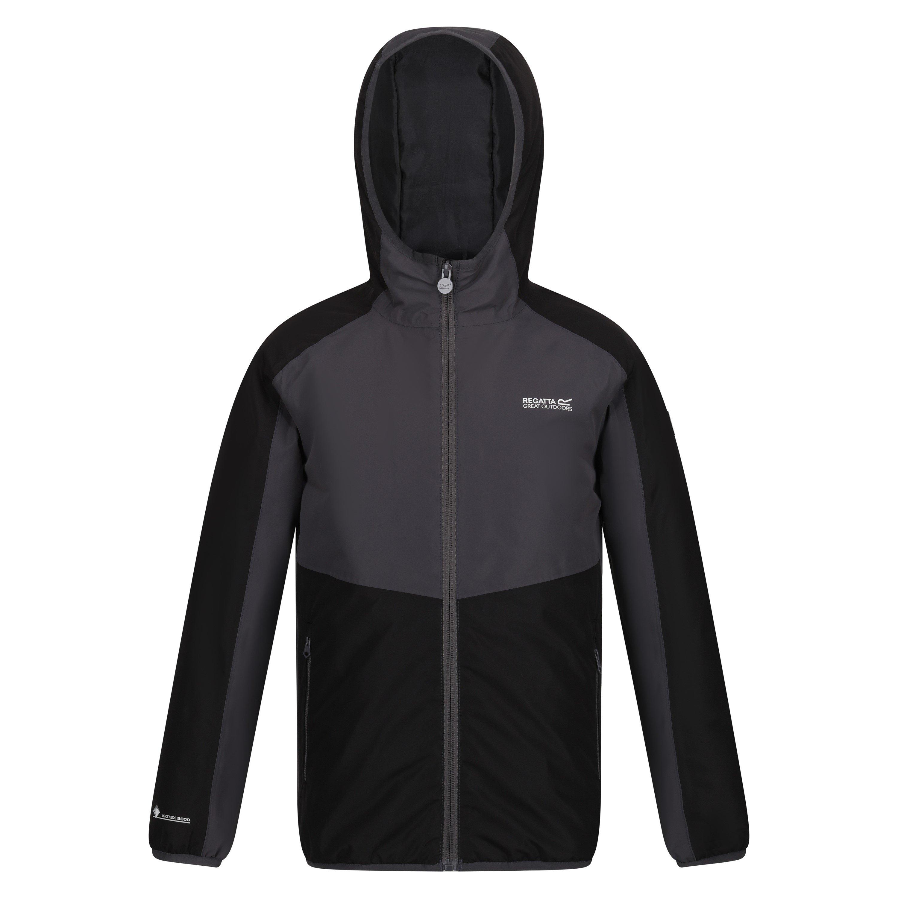 Black/DkGrey - Regatta - Unisex Kids' Volcanics Weather-Resistant Softshell Jacket - 1