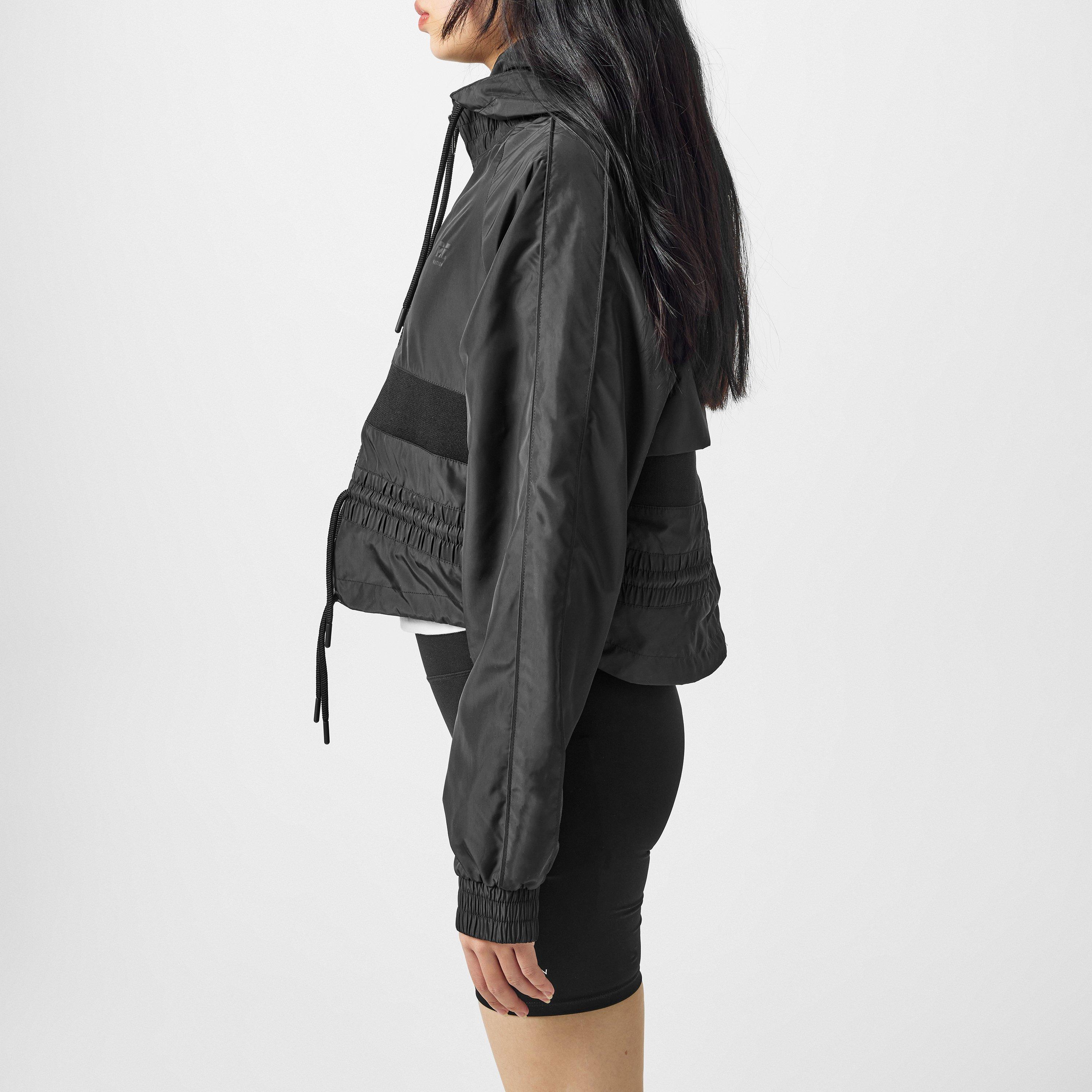 Black - PE Nation - Women's Cropped Water Resistant Hooded Full Zip Relaxed Fit Softshell Jacket - 2