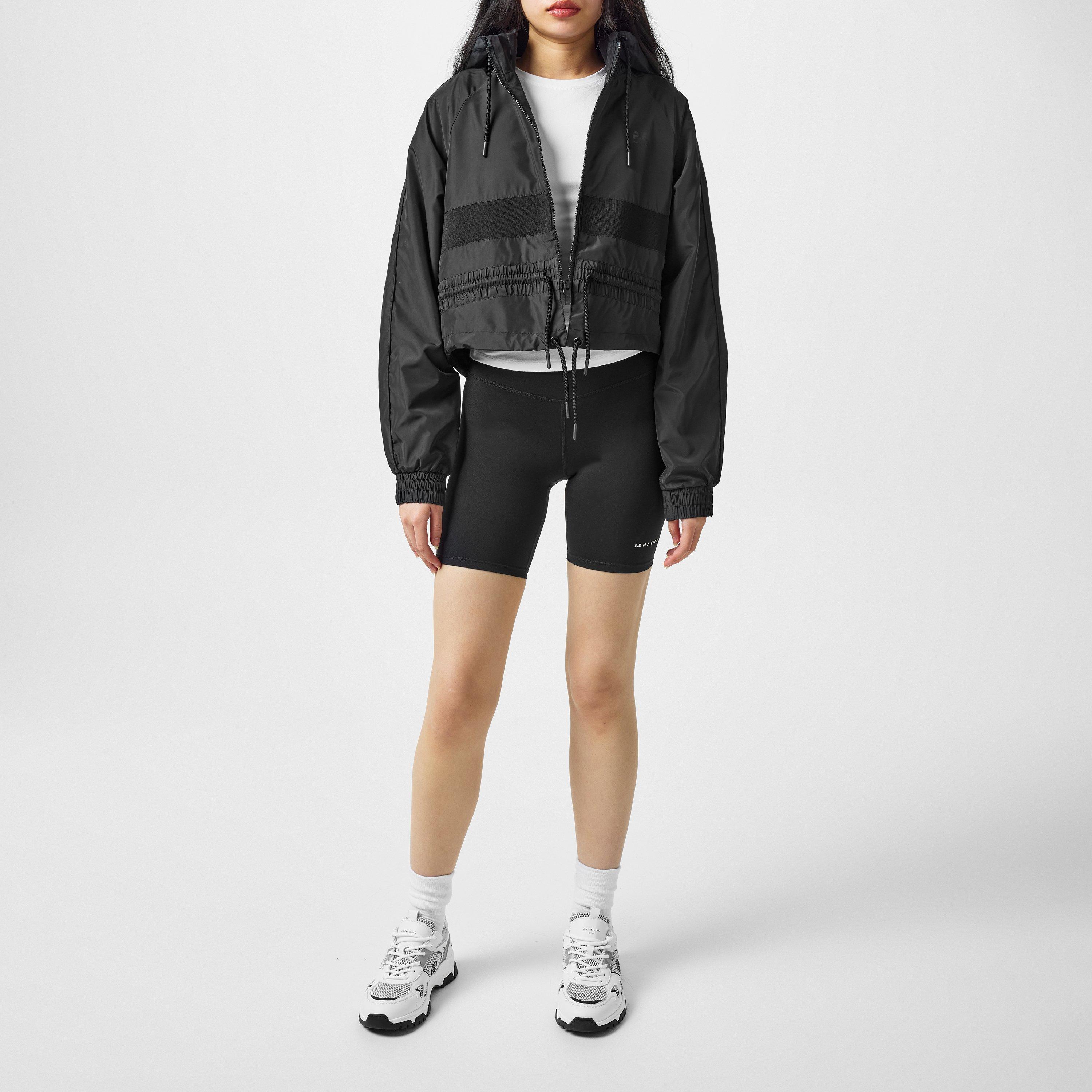 Black - PE Nation - Women's Cropped Water Resistant Hooded Full Zip Relaxed Fit Softshell Jacket - 4