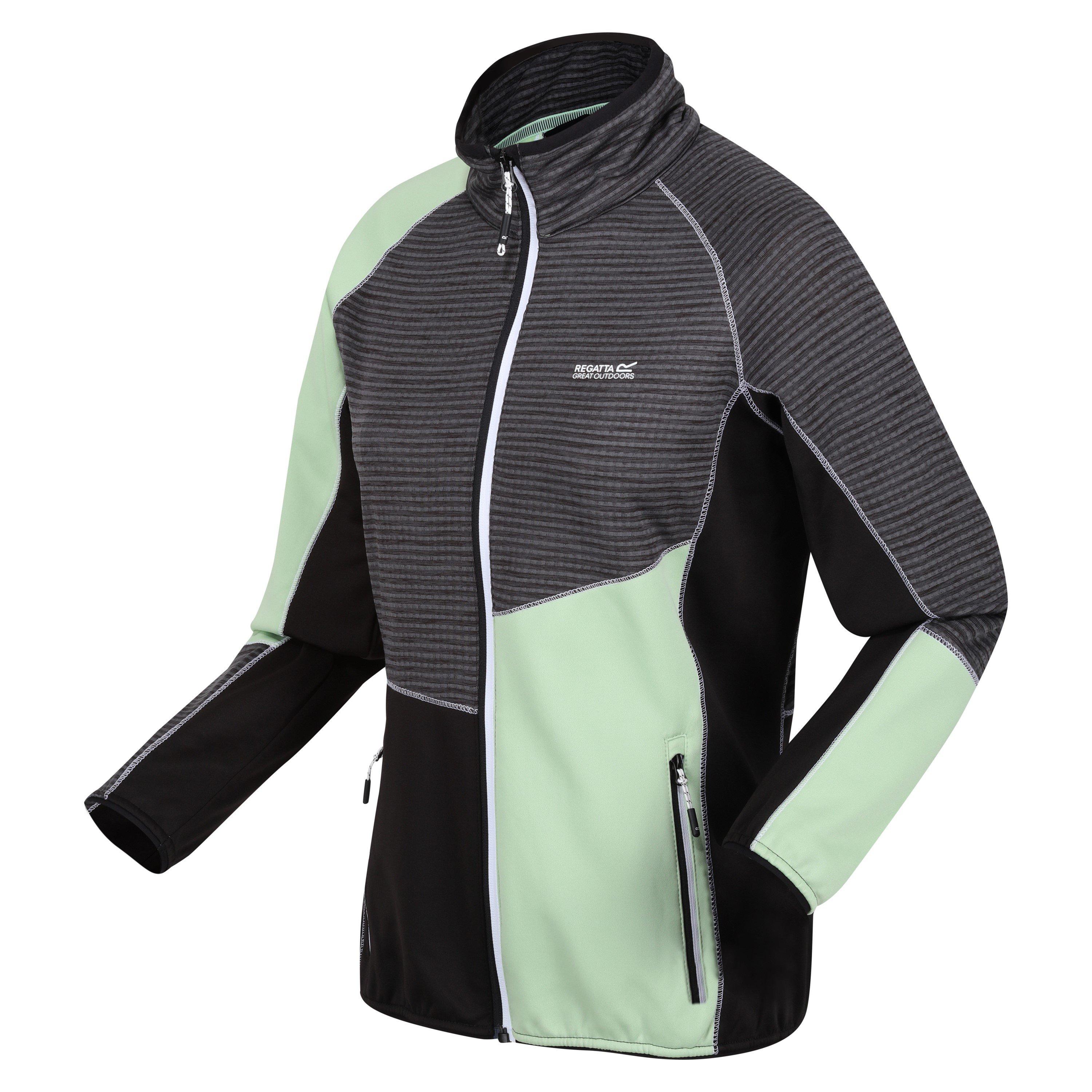 SlGry/QuiGrn - Regatta - Women's Yare VIII Water-Repellent Sculpted Fit Softshell Jacket - 3