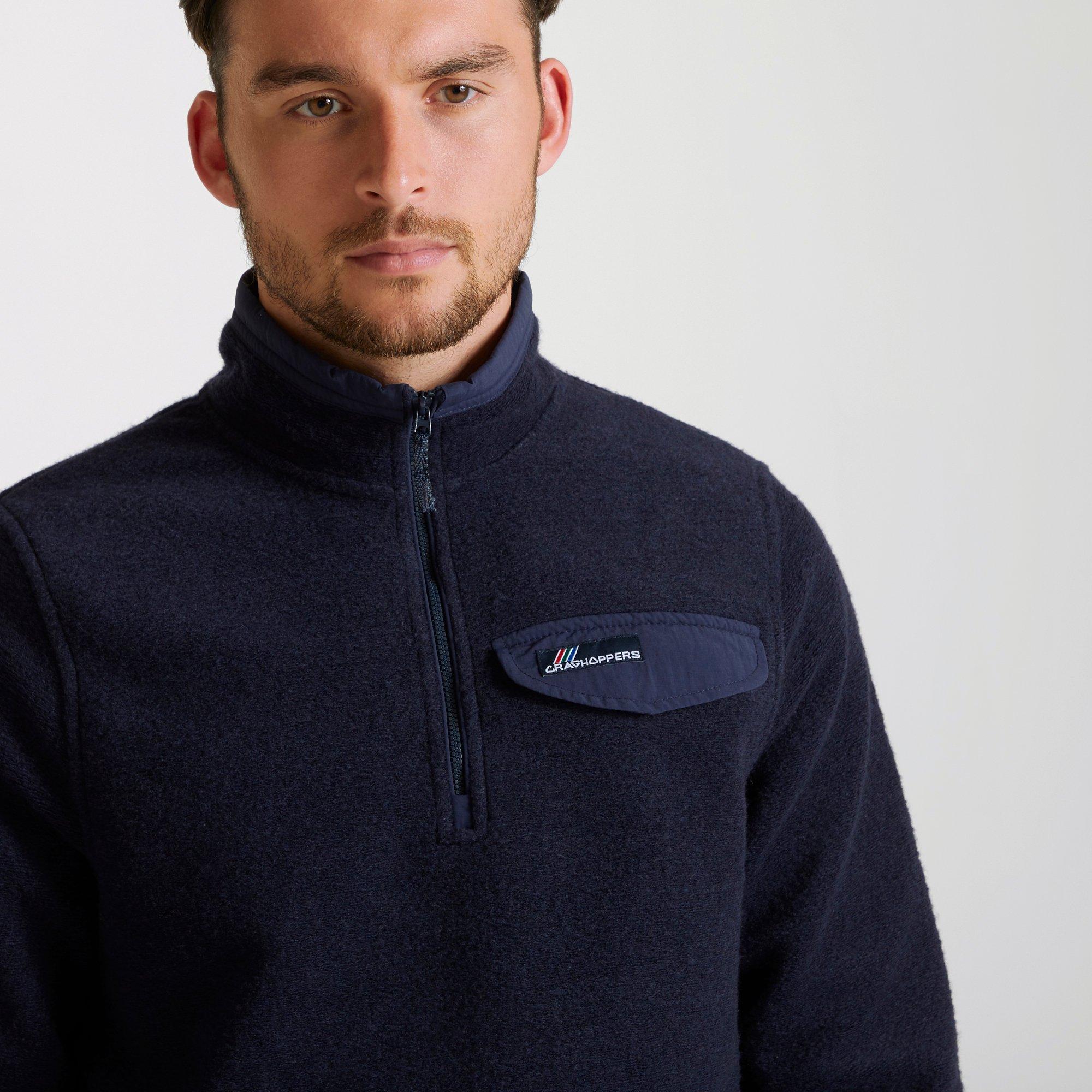 Blue Navy - Craghoppers - Men's Crag Edwin quarter Zip Fleece Fabric - 4