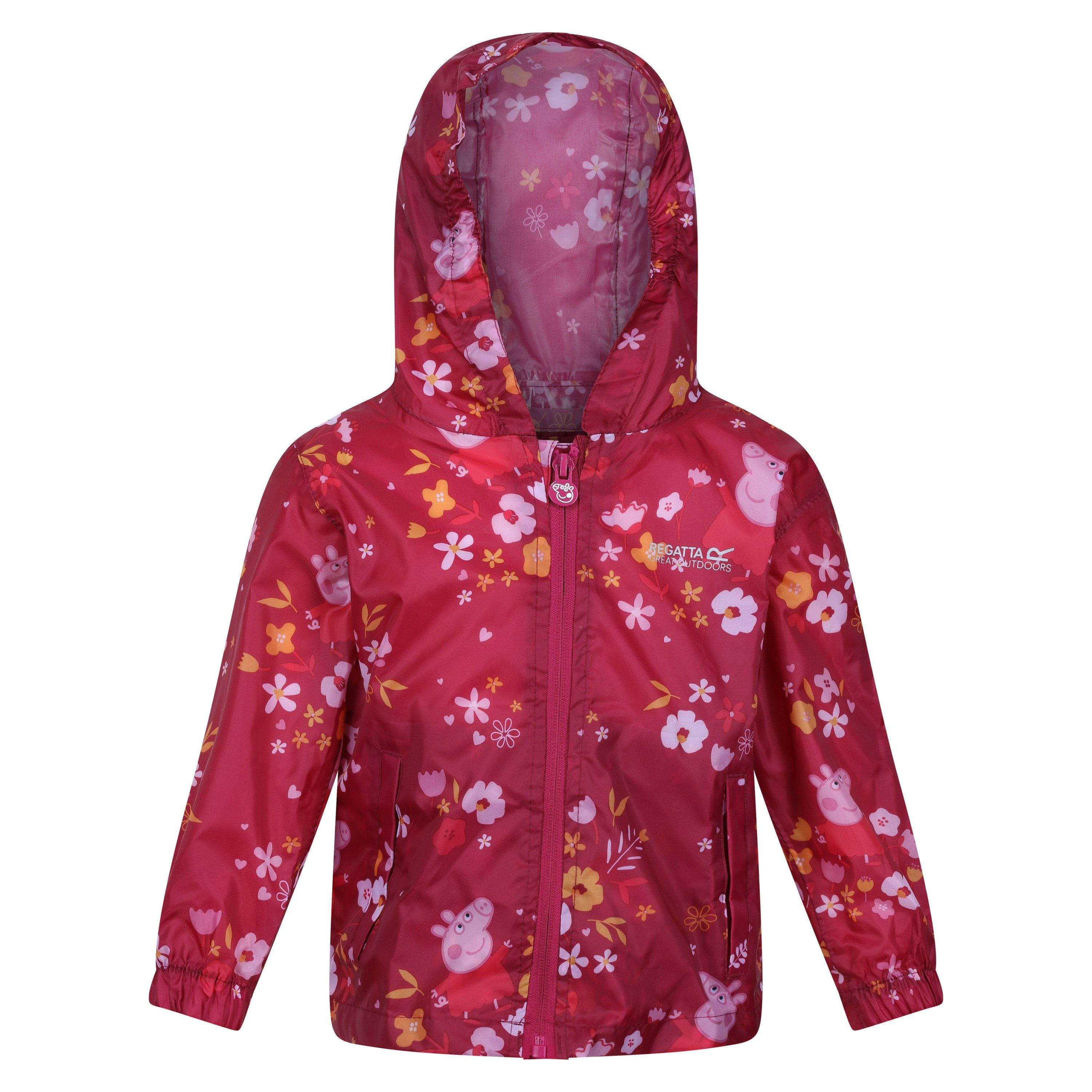 Berry Pink/Atun - Regatta - Kids' Pepa Lightweight Reflective Waterproof Jacket - 1