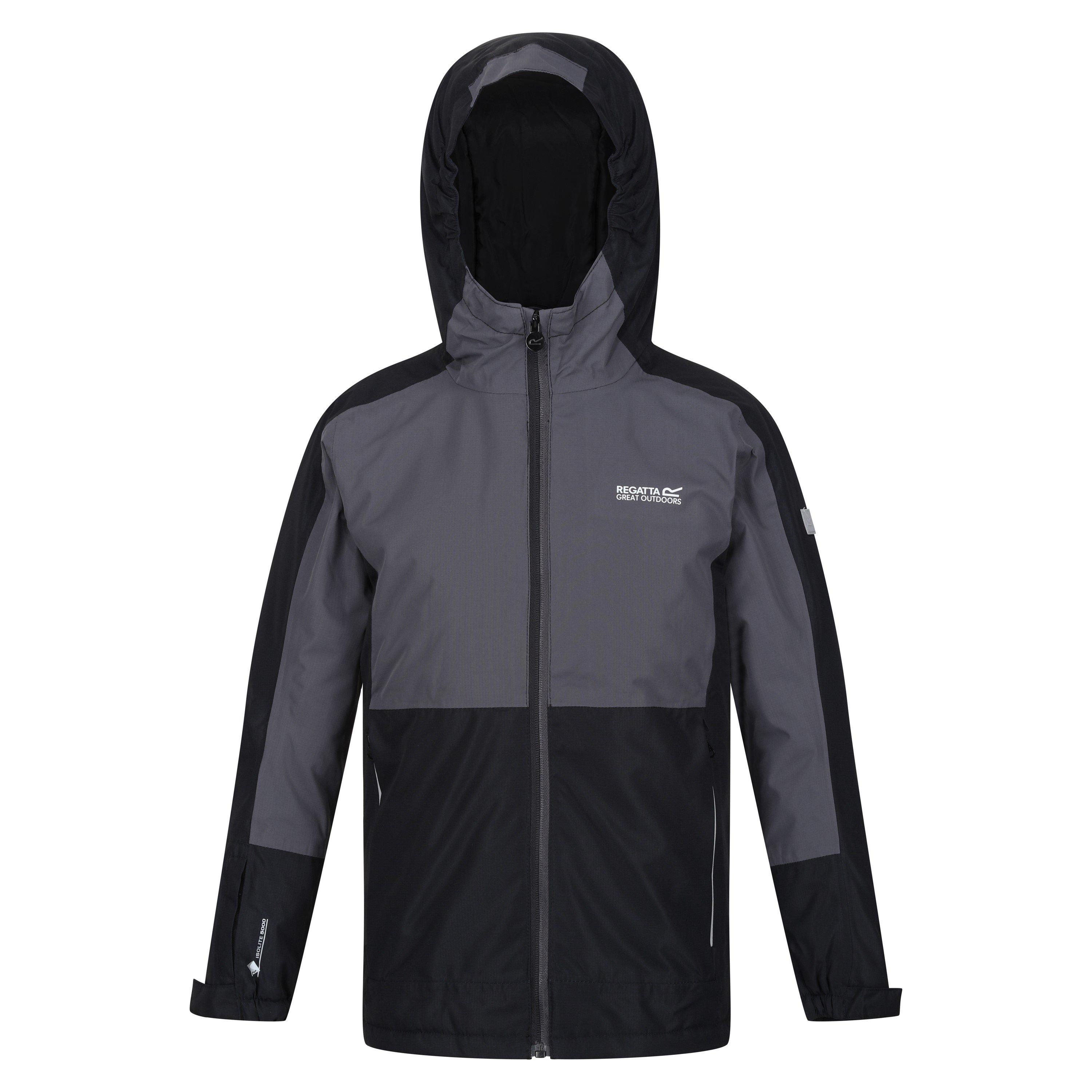 Regatta  Kids Beamziii Waterproof Jacket - Black/Sealgr - 9-10yrs