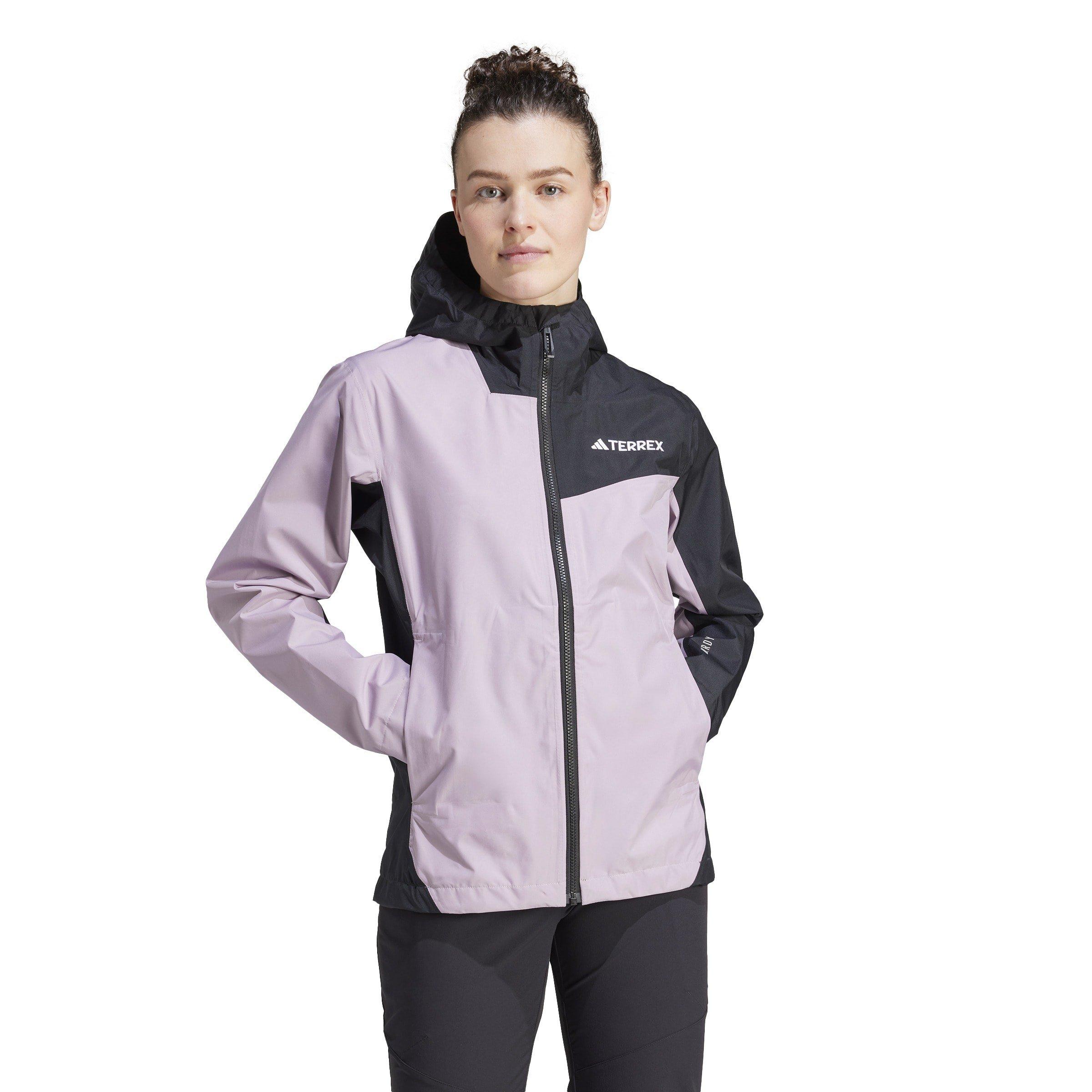 Fig/Black - adidas - Terrex Multi Rain Ready 2.5 Layer Wind Resistant Long Sleeve Waterproof Jacket - 2