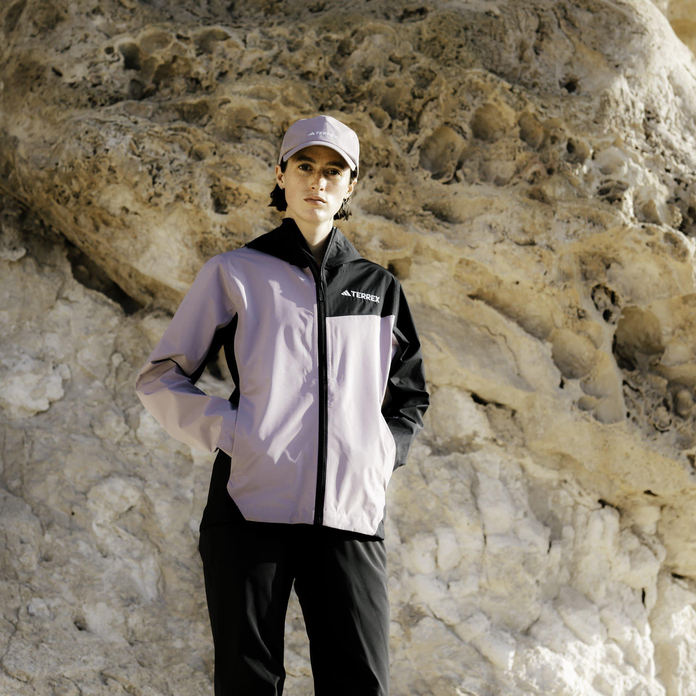 Fig/Black - adidas - Terrex Multi Rain Ready 2.5 Layer Wind Resistant Long Sleeve Waterproof Jacket - 12