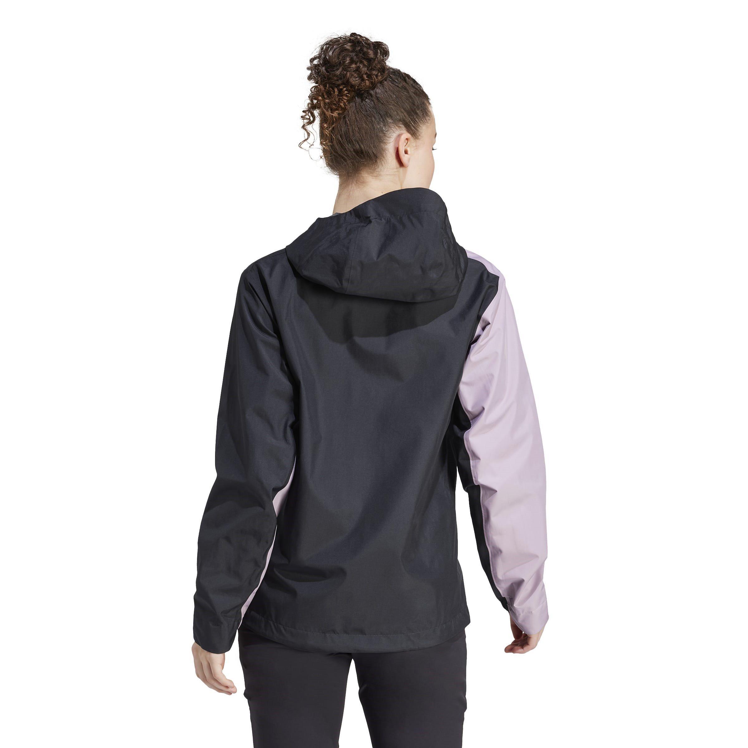 Fig/Black - adidas - Terrex Multi Rain Ready 2.5 Layer Wind Resistant Long Sleeve Waterproof Jacket - 3