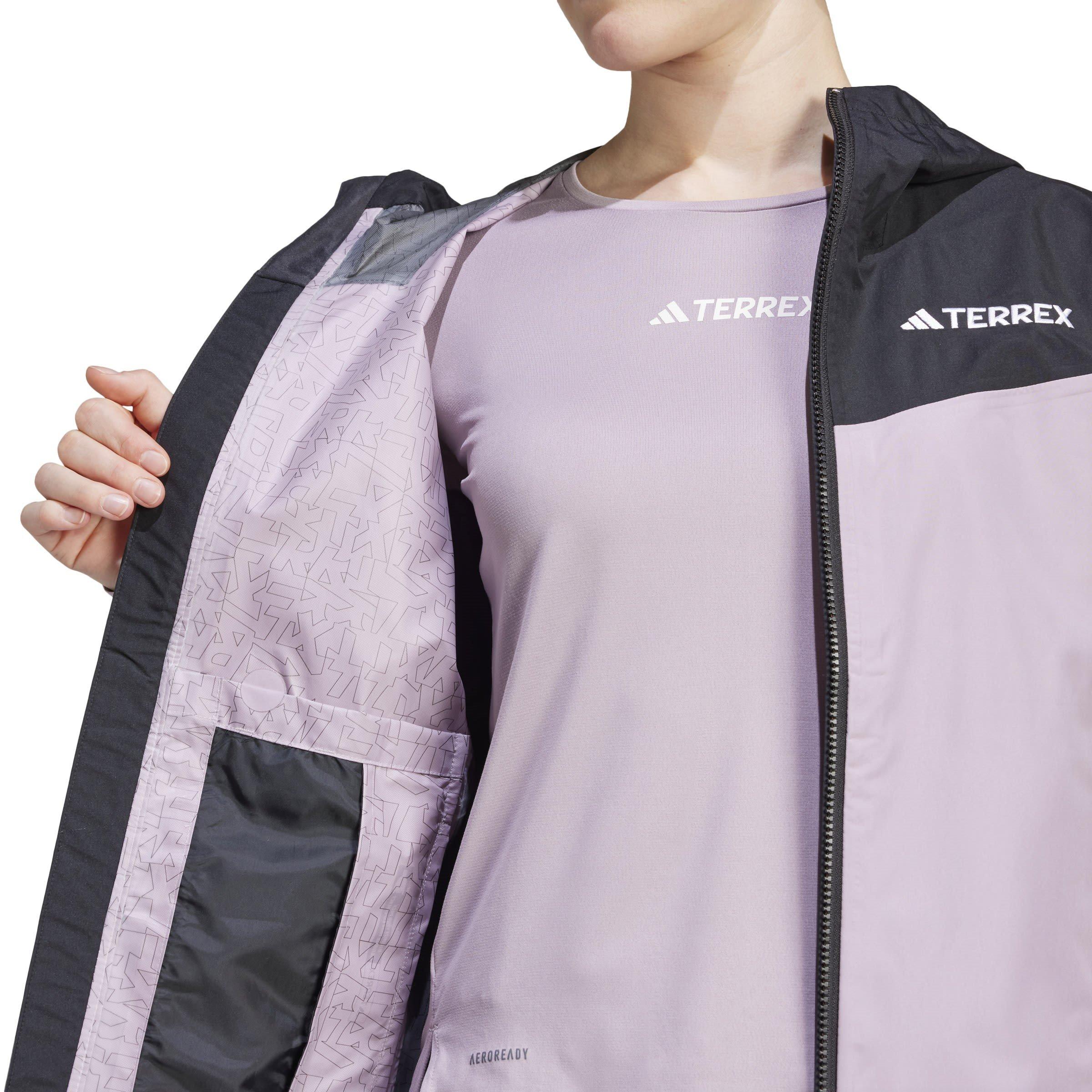 Fig/Black - adidas - Terrex Multi Rain Ready 2.5 Layer Wind Resistant Long Sleeve Waterproof Jacket - 5