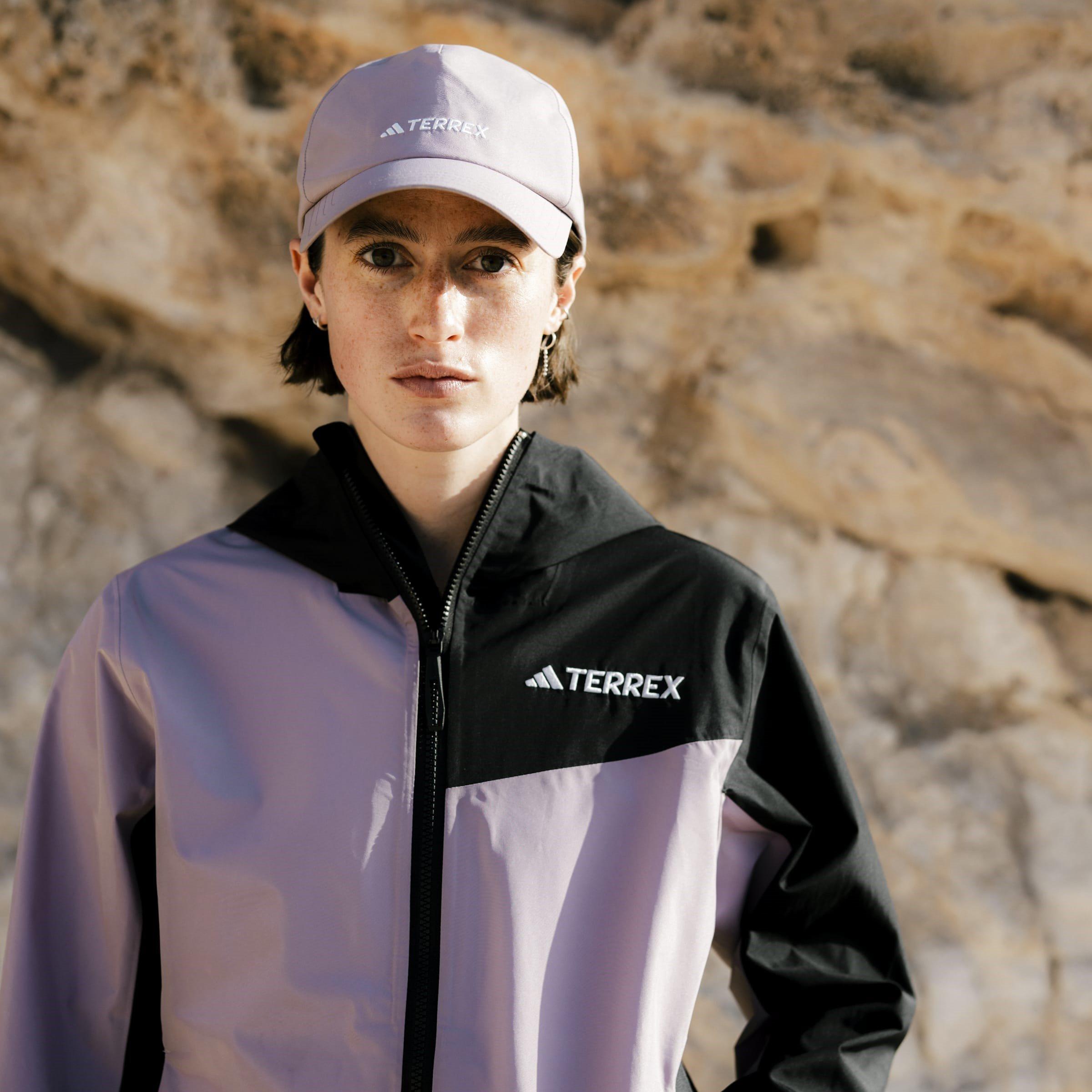 Fig/Black - adidas - Terrex Multi Rain Ready 2.5 Layer Wind Resistant Long Sleeve Waterproof Jacket - 7