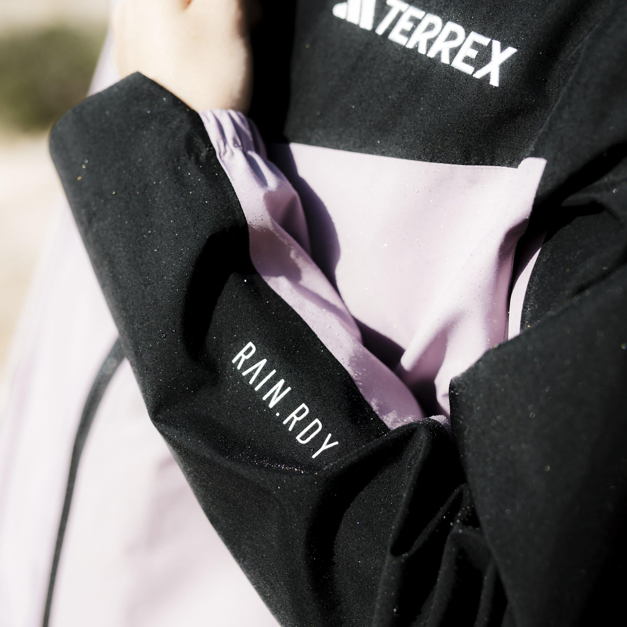 Fig/Black - adidas - Terrex Multi Rain Ready 2.5 Layer Wind Resistant Long Sleeve Waterproof Jacket - 8