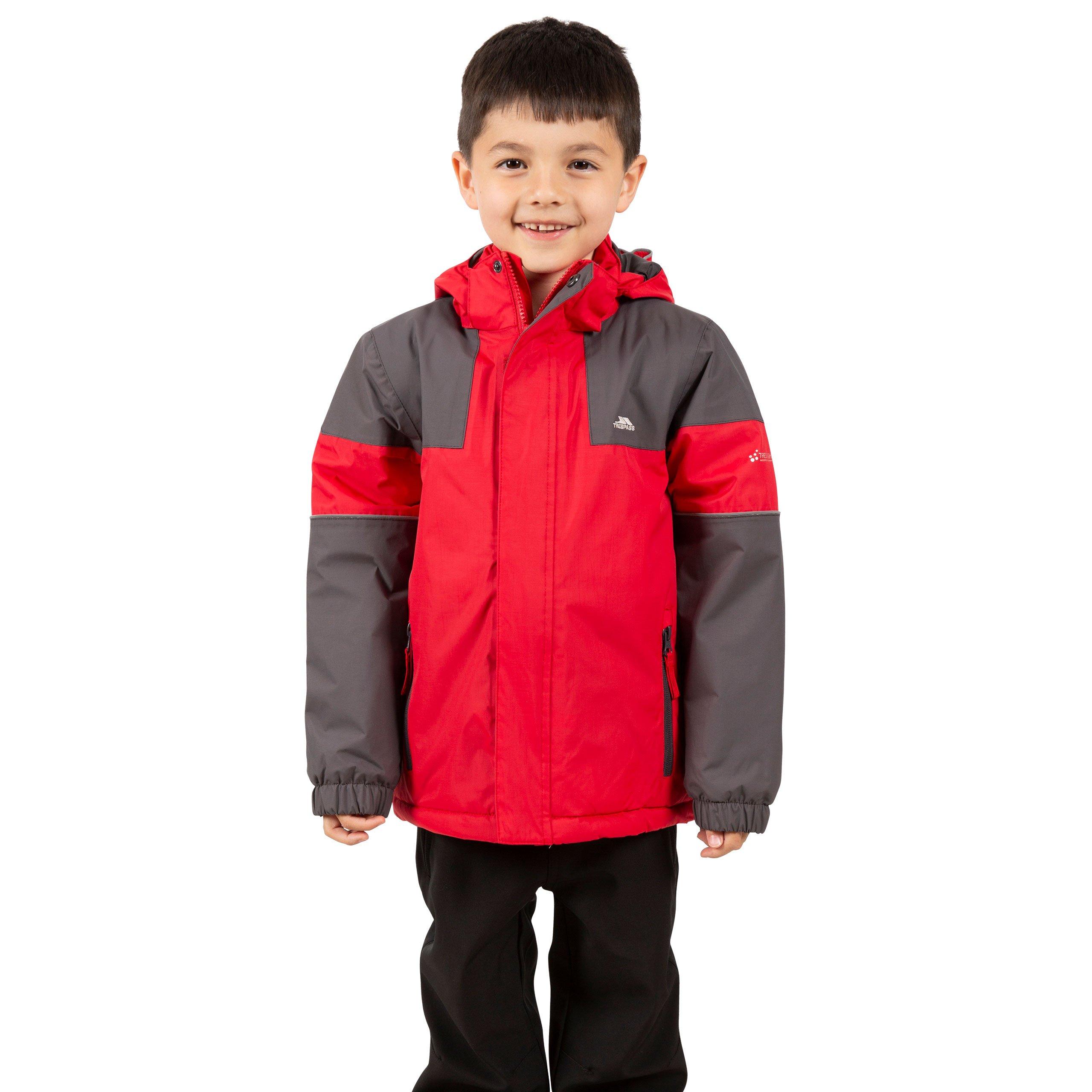 Red - Trespass - Kids' Waterproof Breathable Windproof Jacket - 2
